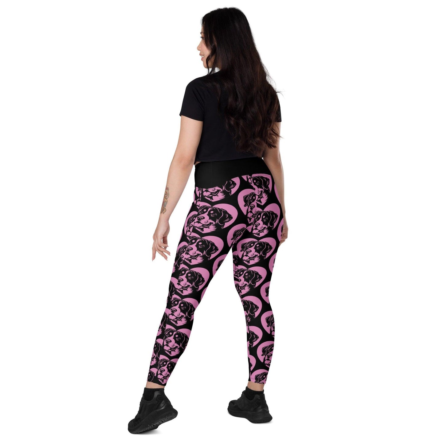 Dog breed leggings with pockets - GREATER SWISS MOUNTAIN DOG - HERTTAHOUND - pink