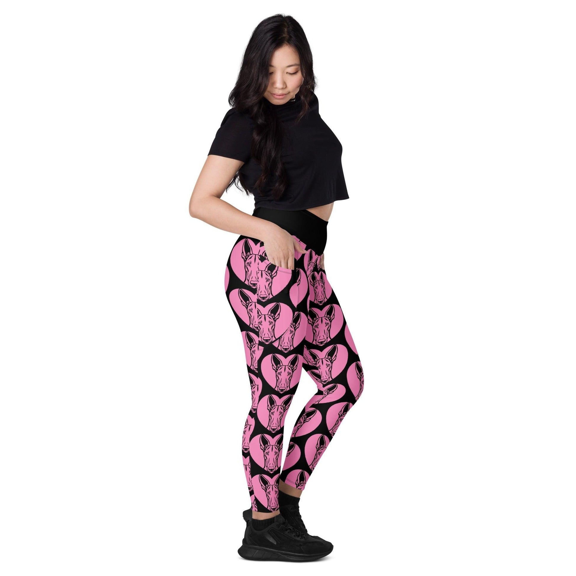 Dog breed leggings with pockets - IBIZAN HOUND 2 - HERTTAHOUND - pink