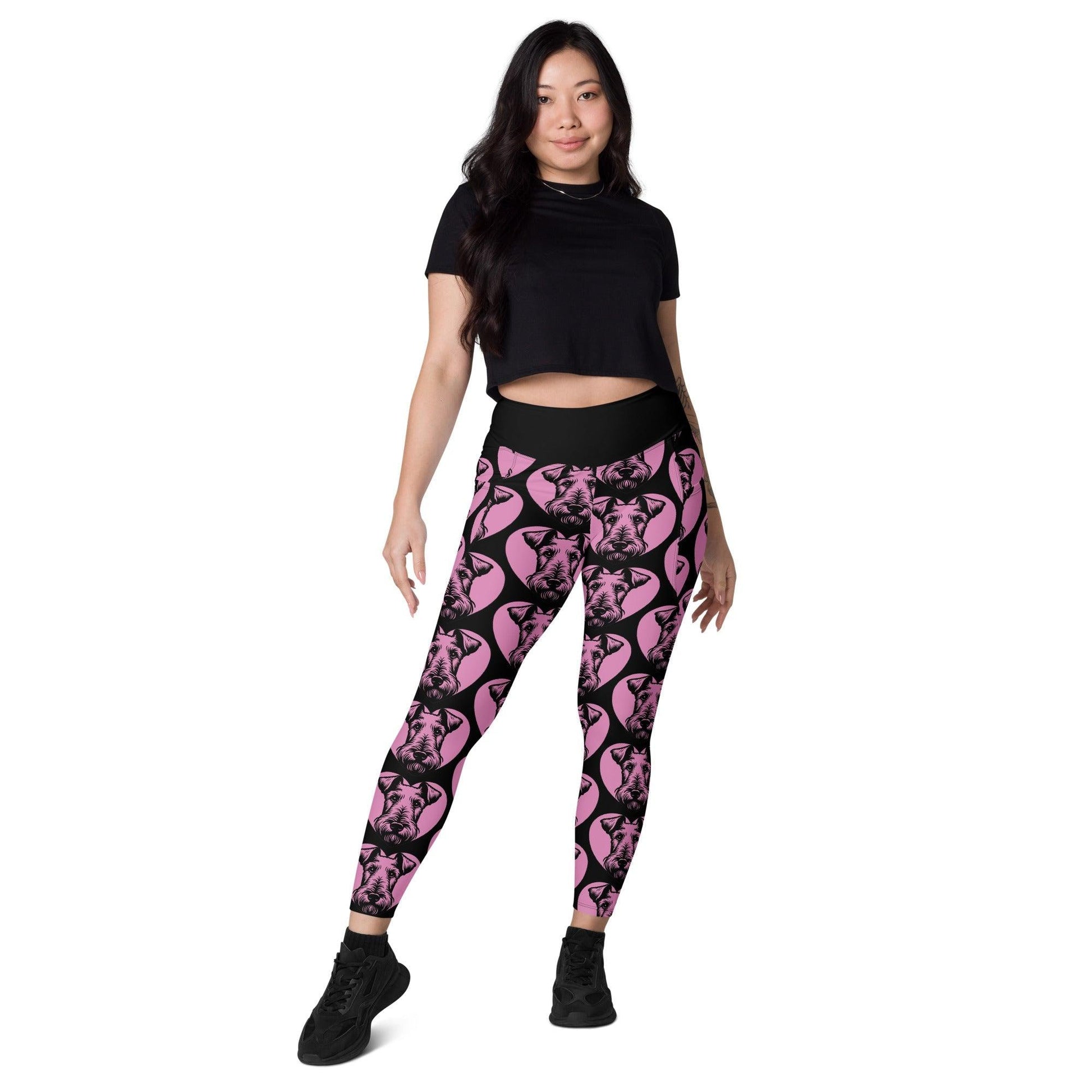 Dog breed leggings with pockets - IRISH TERRIER - HERTTAHOUND - pink