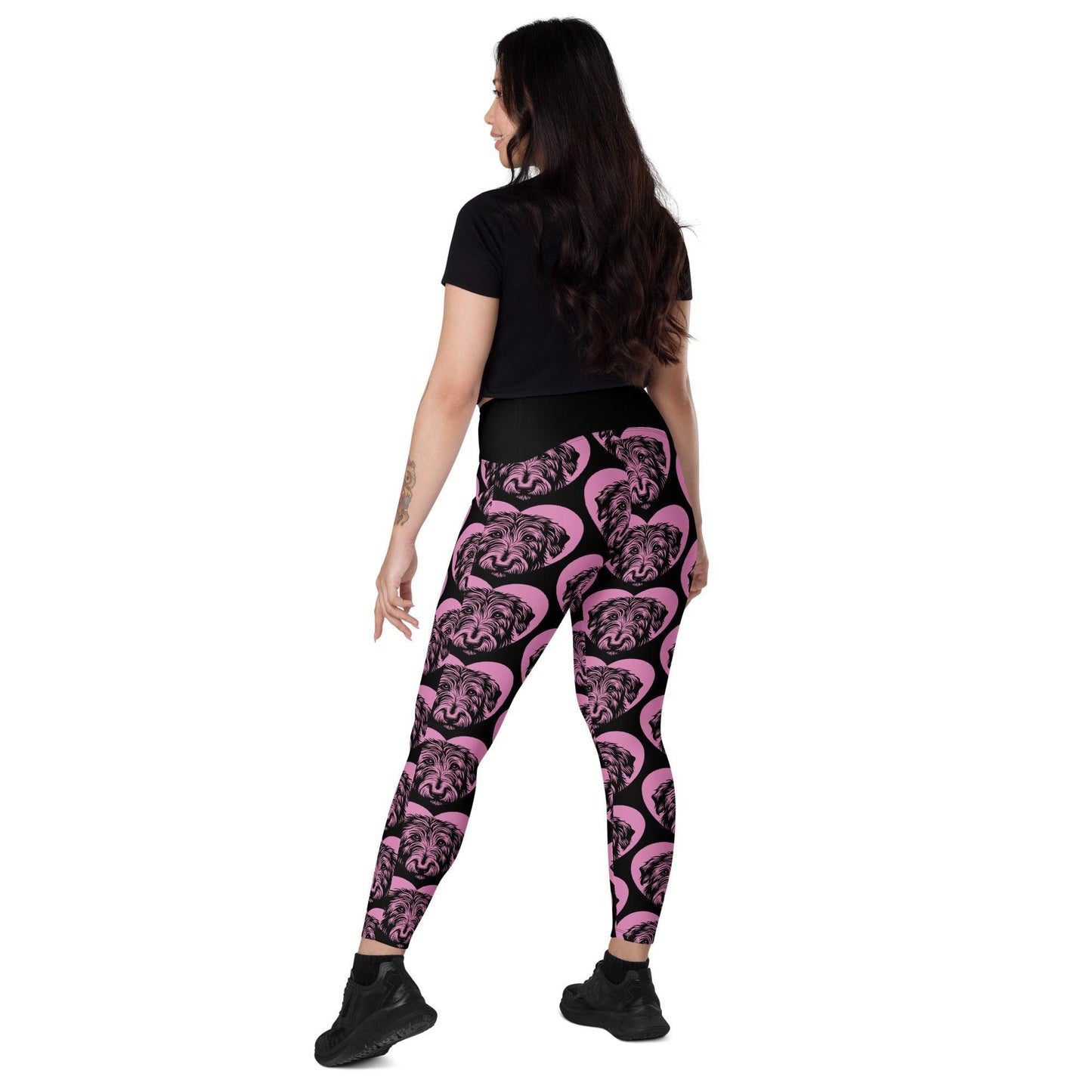 Dog breed leggings with pockets - IRISH WOLFHOUND - HERTTAHOUND - pink