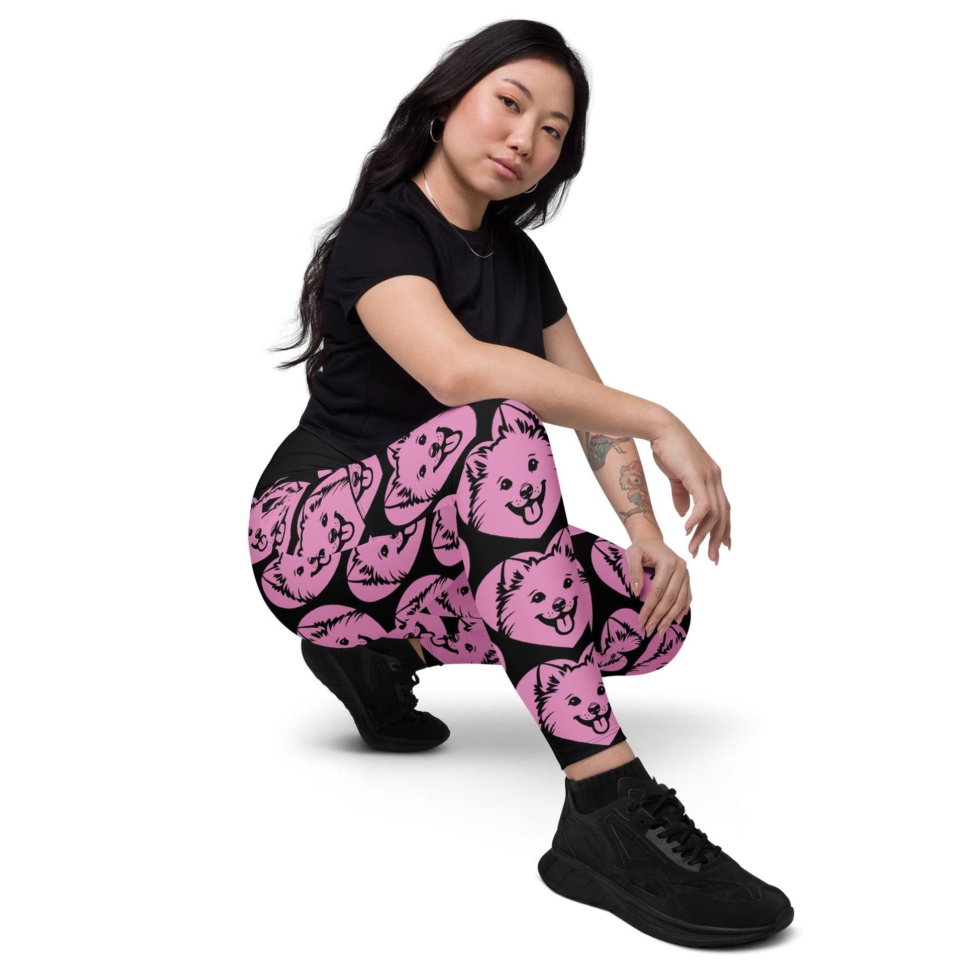 Dog breed leggings with pockets - JAPANESE SPITZ - HERTTAHOUND - pink 6XL