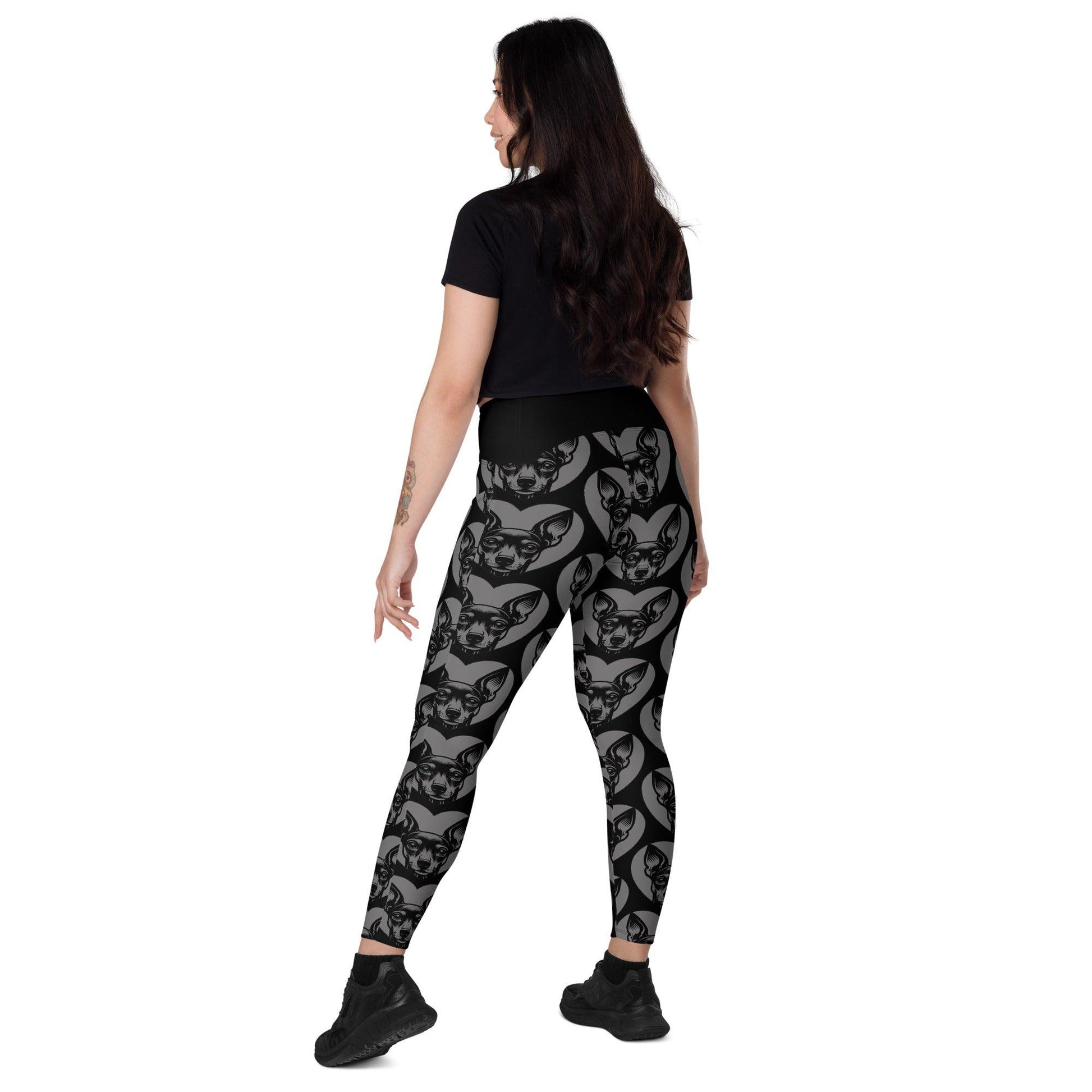 Dog breed leggings with pockets - MINIATURE PINSCHER - HERTTAHOUND - grey