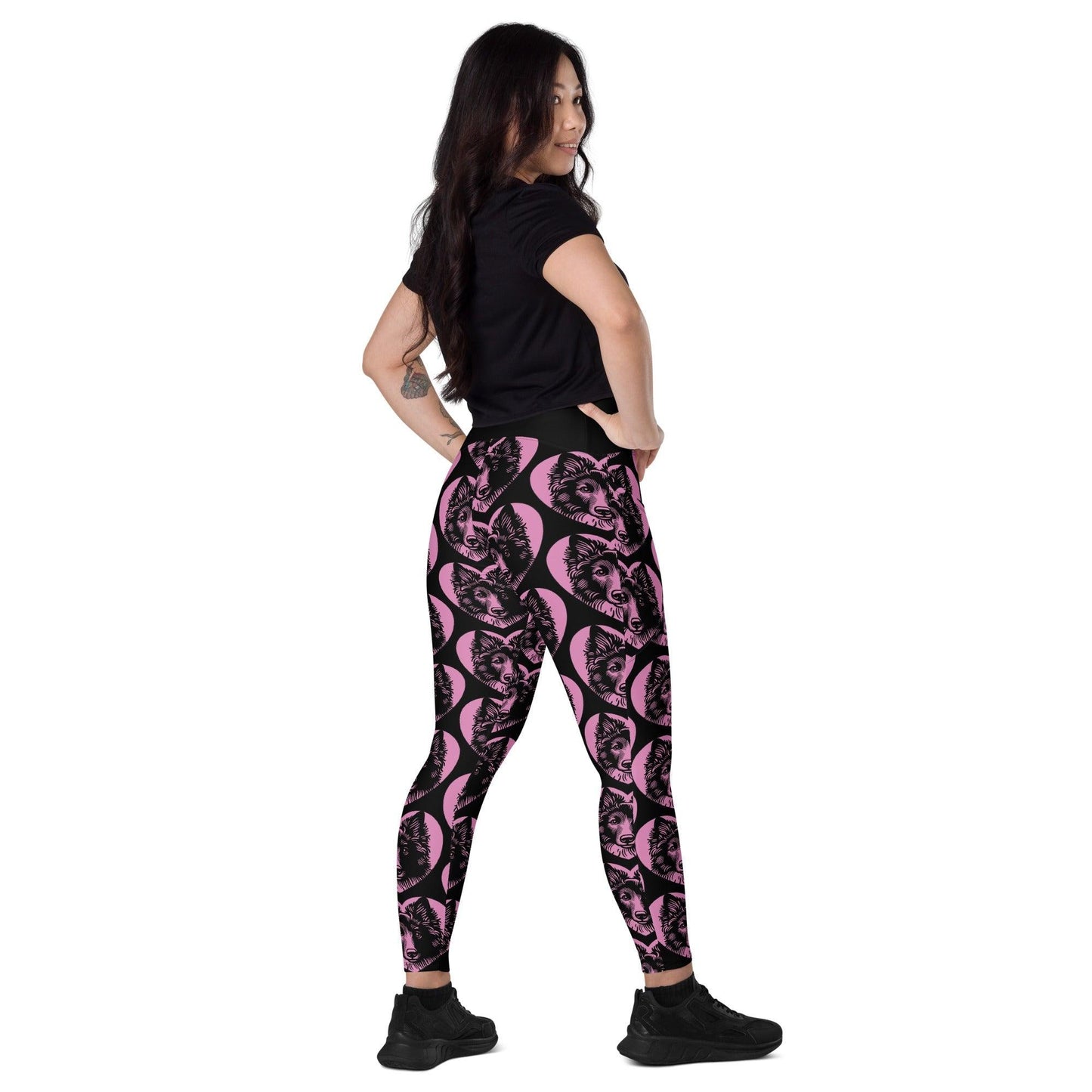 Dog breed leggings with pockets - MUDI - HERTTAHOUND - pink