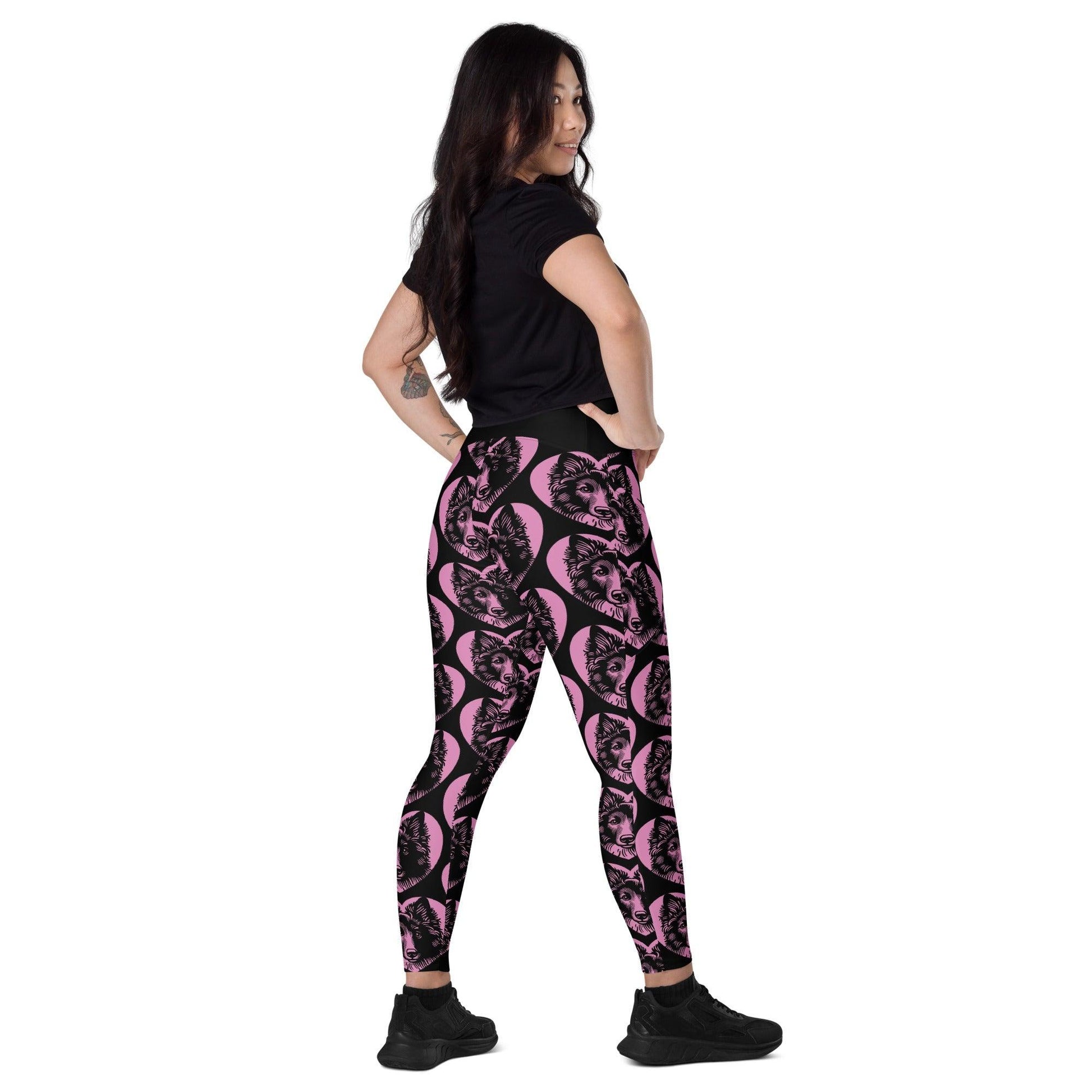 Dog breed leggings with pockets - MUDI - HERTTAHOUND - pink