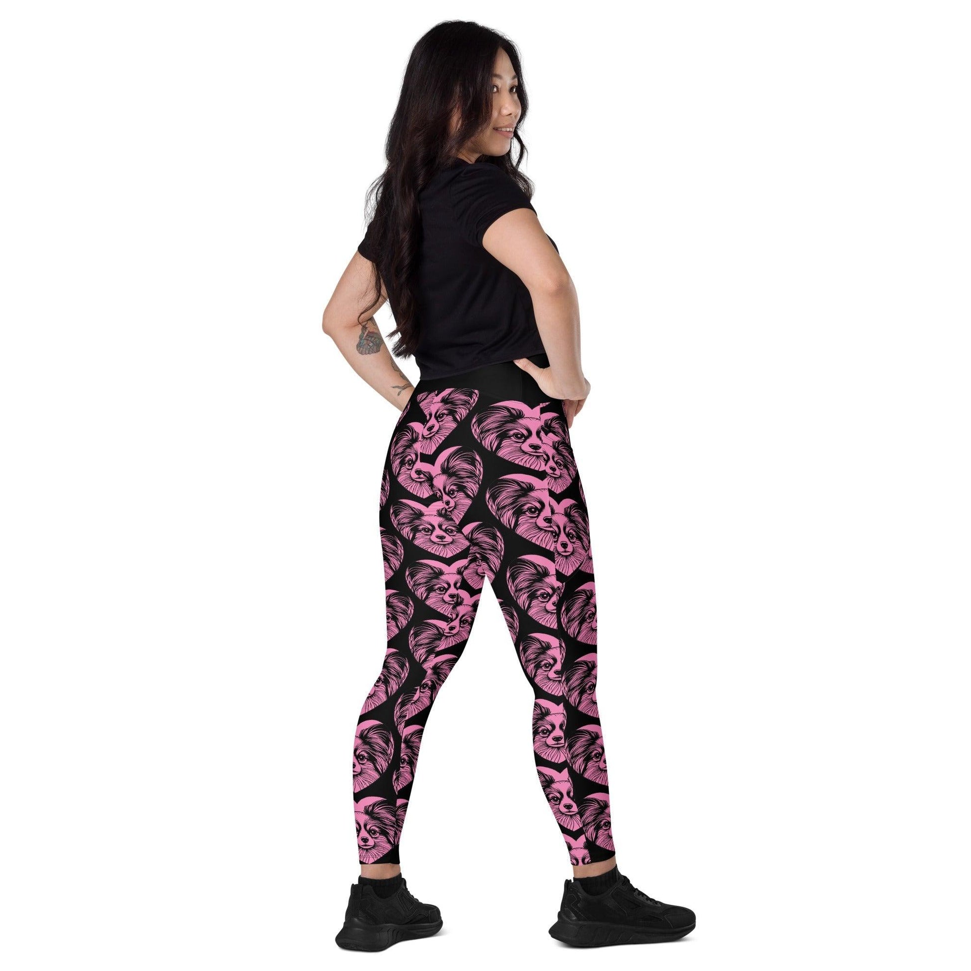 Dog breed leggings with pockets - PAPILLON 2 - HERTTAHOUND - pink