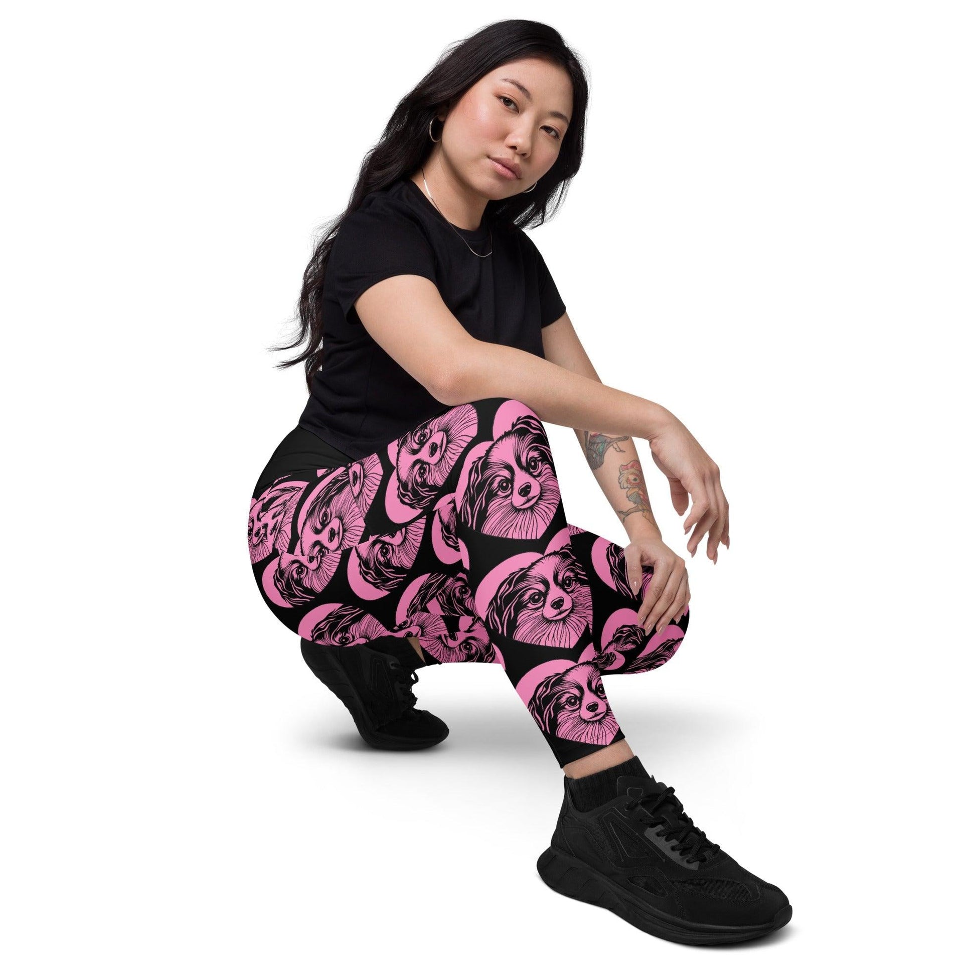 Dog breed leggings with pockets - PHALÈNE - HERTTAHOUND - pink 6XL