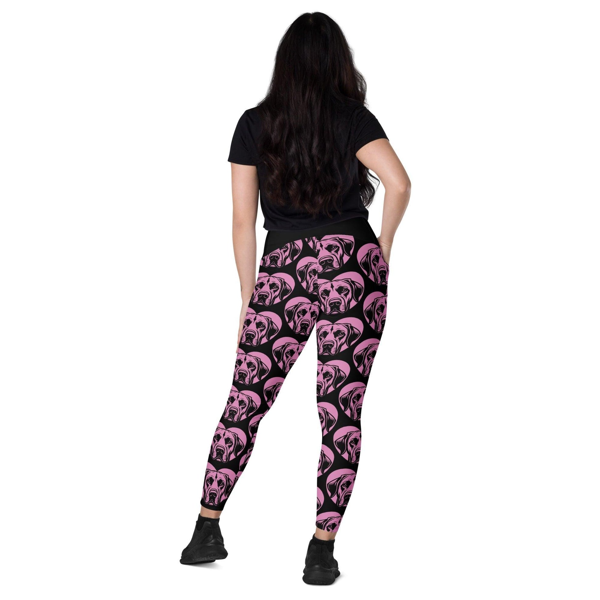 Dog breed leggings with pockets - RHODESIAN RIDGEBACK - HERTTAHOUND - pink