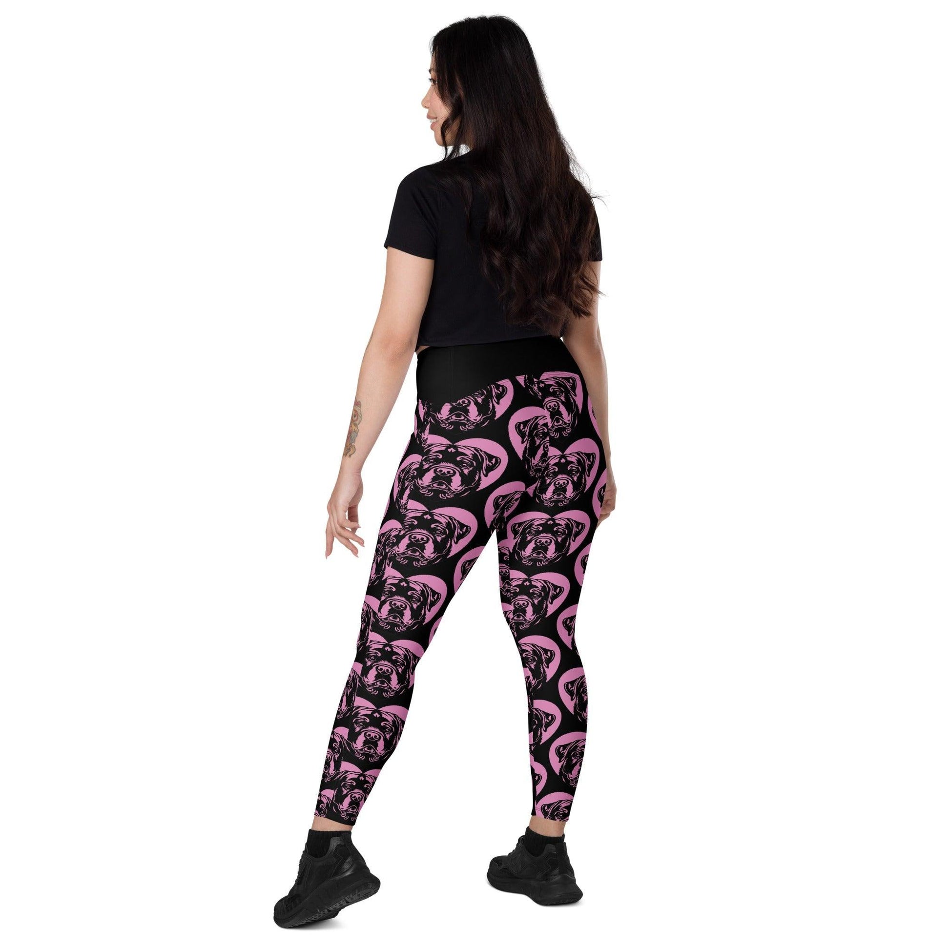 Dog breed leggings with pockets - ROTTWEILER - HERTTAHOUND - pink