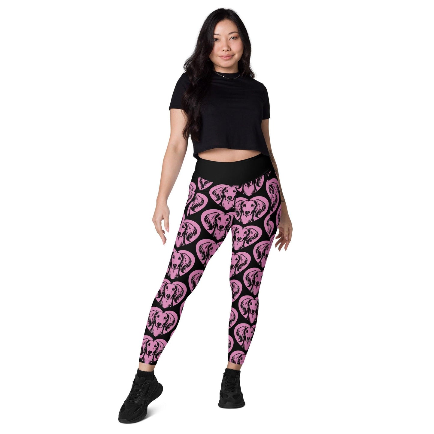 Dog breed leggings with pockets - SALUKI - HERTTAHOUND - pink