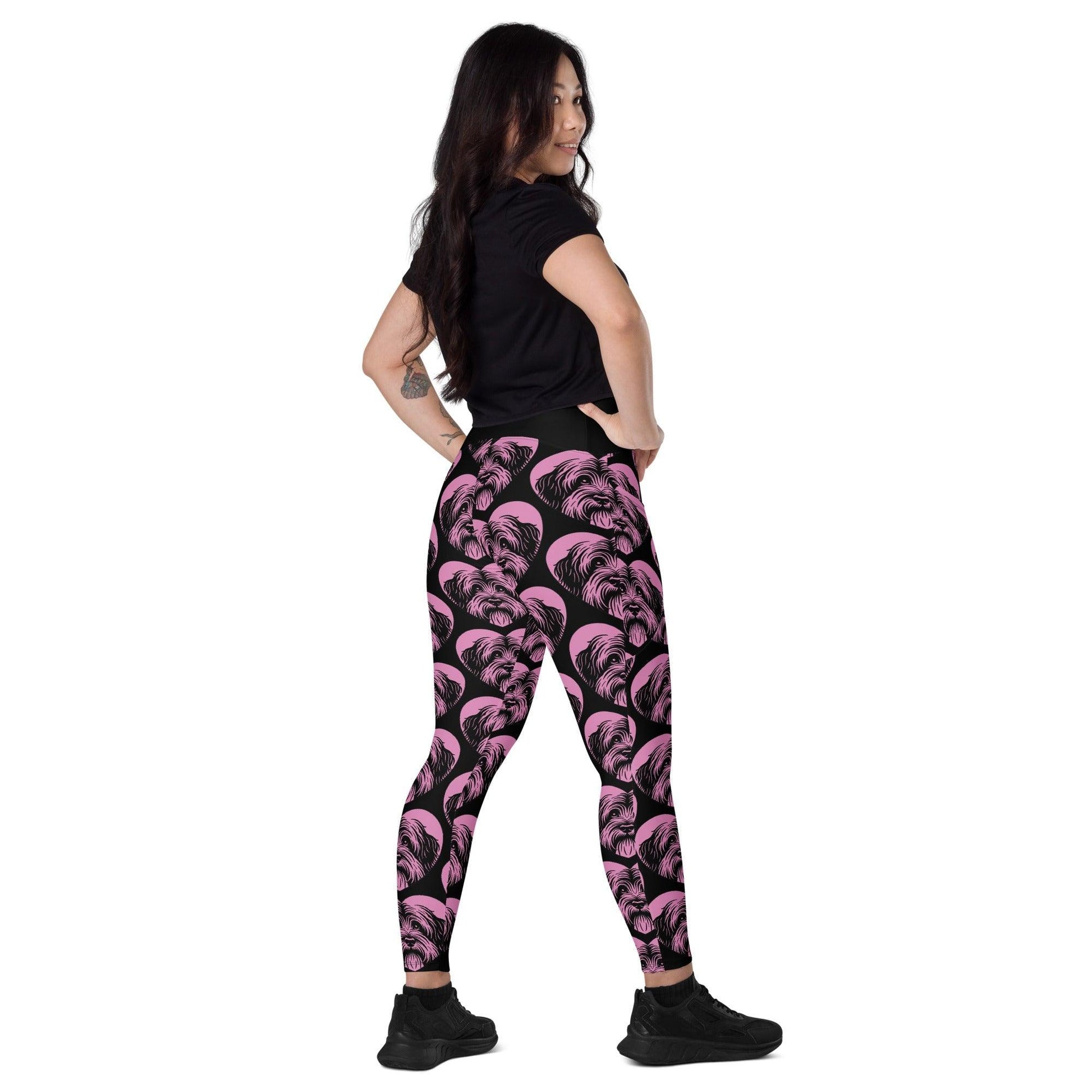 Dog breed leggings with pockets - SCHAPENDOES - HERTTAHOUND - pink