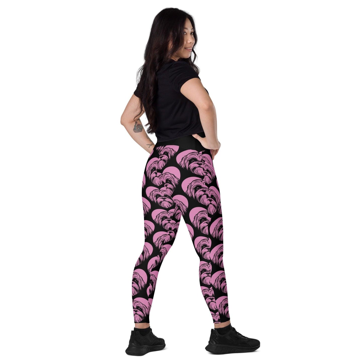 Dog breed leggings with pockets - SHIH TZU - HERTTAHOUND - pink