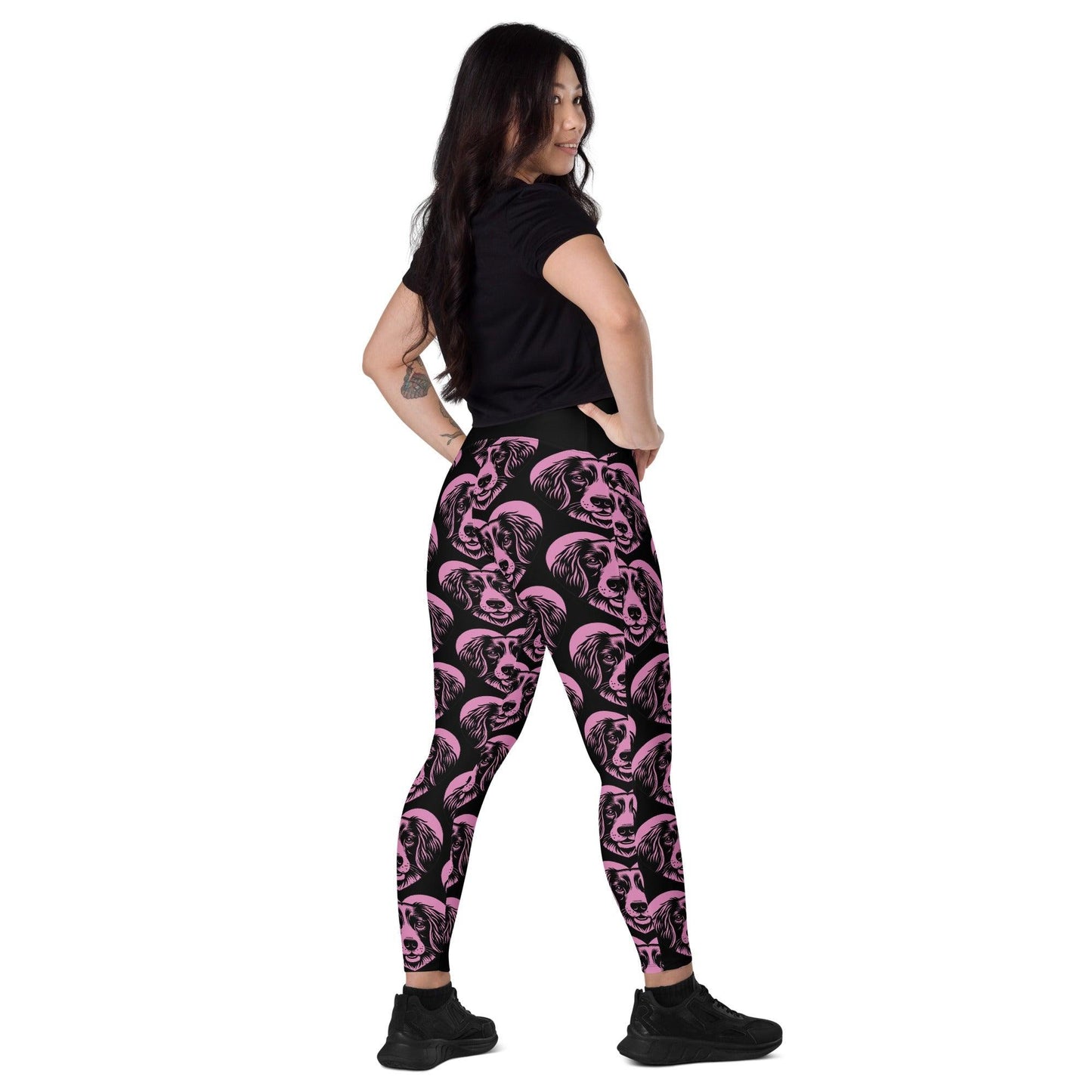 Dog breed leggings with pockets - SMALL MÜNSTERLÄNDER - HERTTAHOUND - pink
