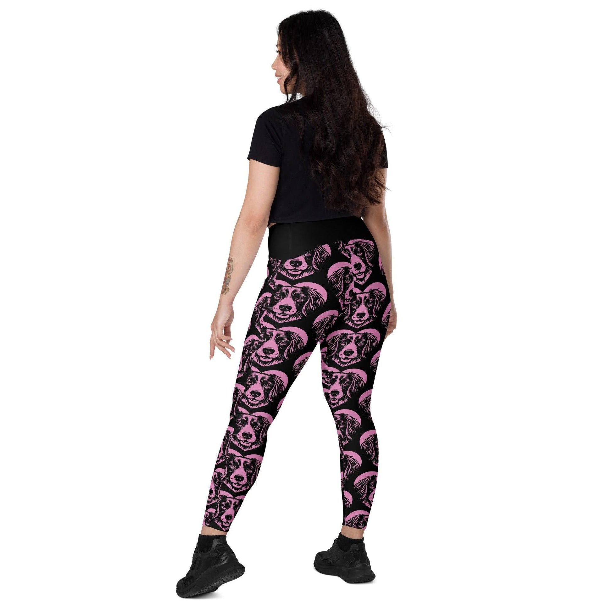 Dog breed leggings with pockets - SMALL MÜNSTERLÄNDER - HERTTAHOUND - pink