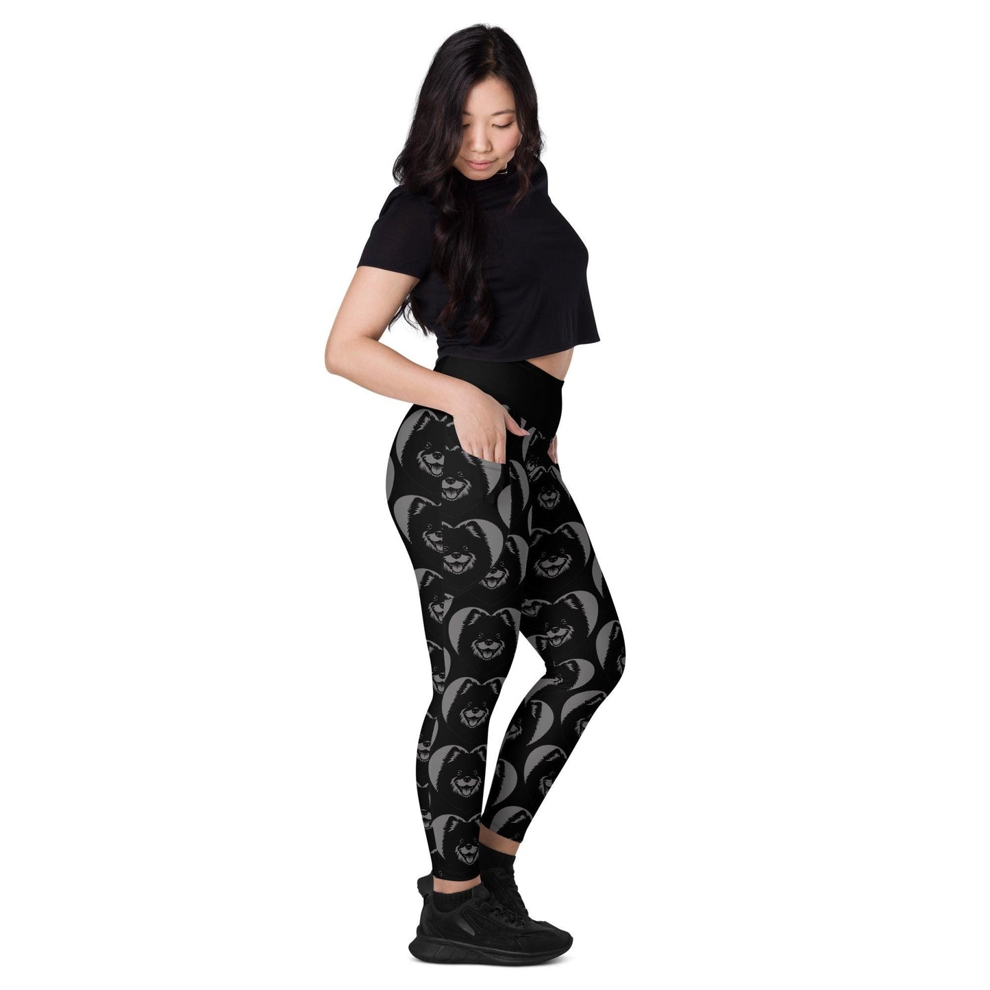 Dog breed leggings with pockets - SWEDISH LAPPHUND - HERTTAHOUND - grey