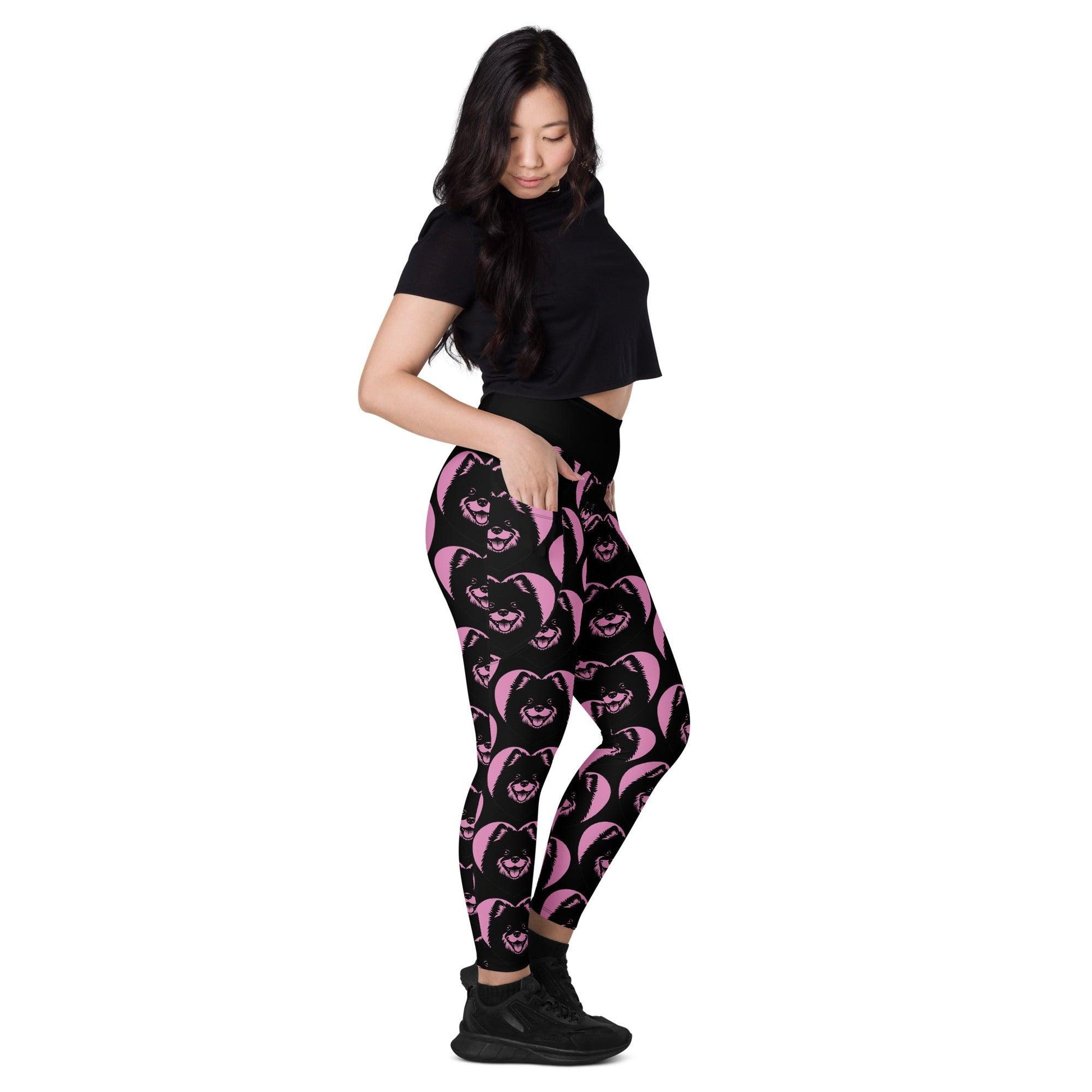 Dog breed leggings with pockets - SWEDISH LAPPHUND - HERTTAHOUND - pink