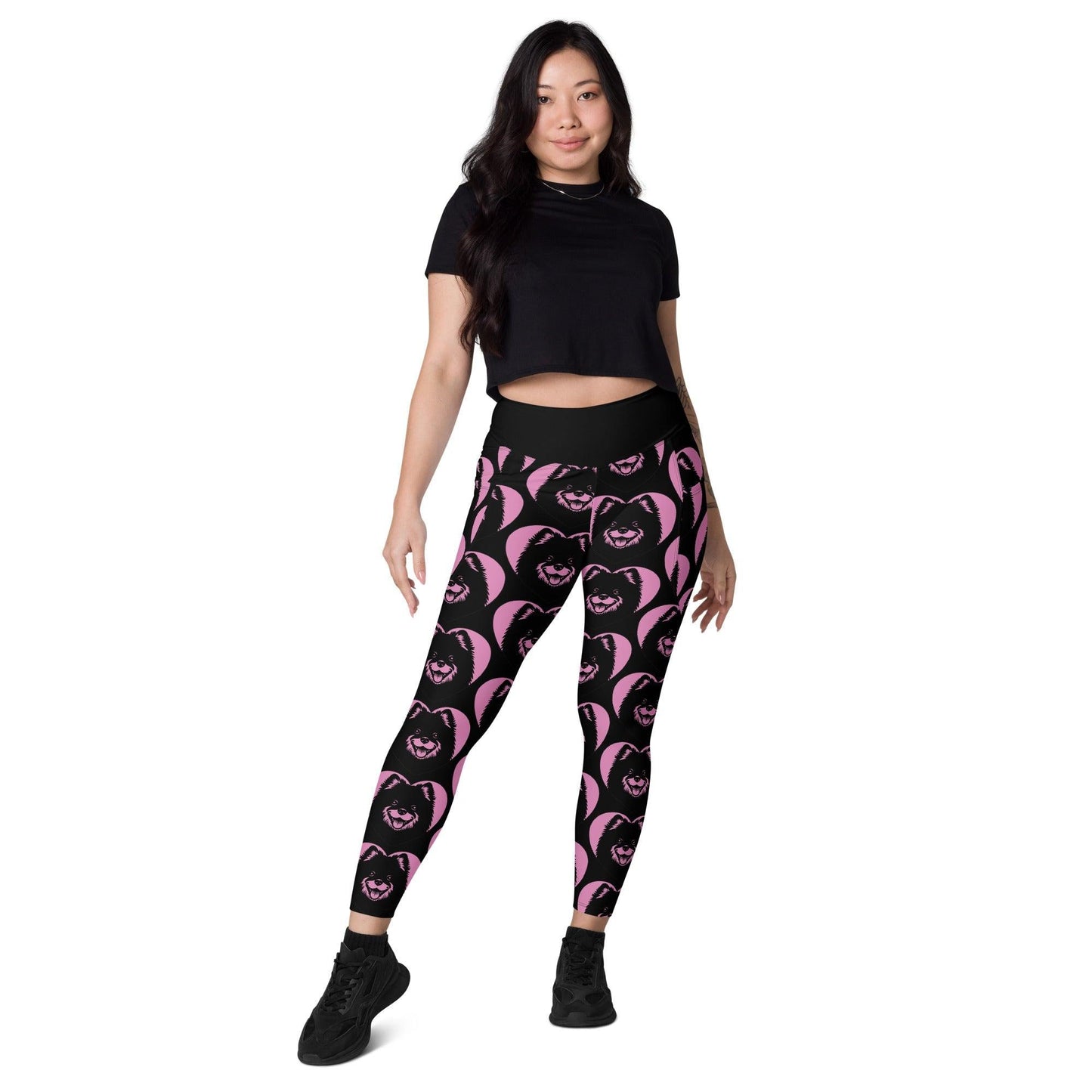 Dog breed leggings with pockets - SWEDISH LAPPHUND - HERTTAHOUND - pink