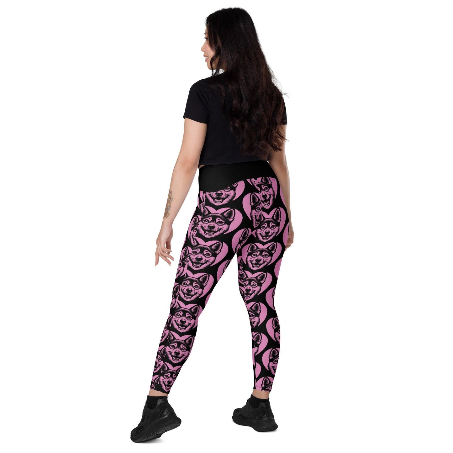 Dog breed leggings with pockets - SWEDISH VALLHUND - HERTTAHOUND - pink