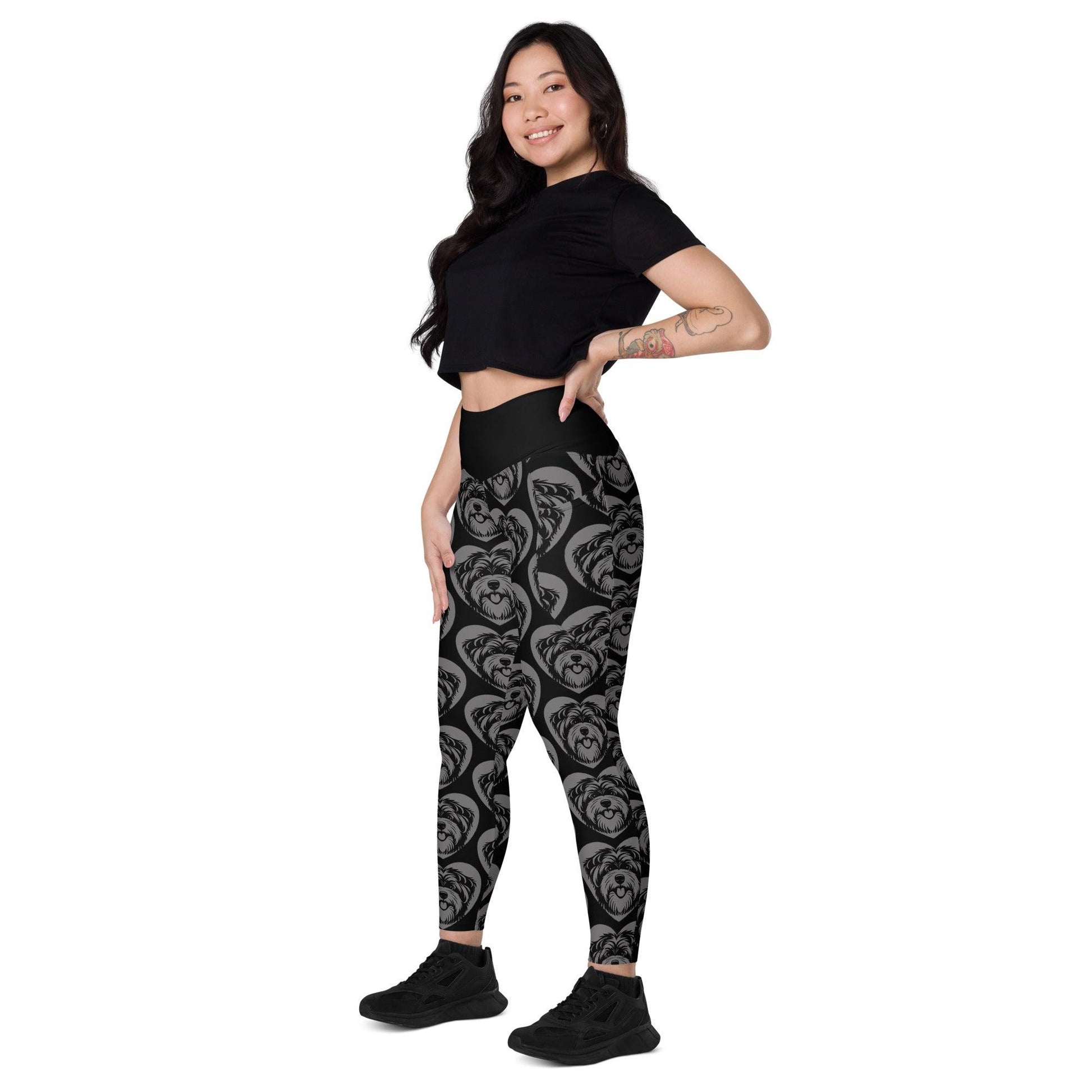 Dog breed leggings with pockets - TIBETAN TERRIER 2 - HERTTAHOUND - grey