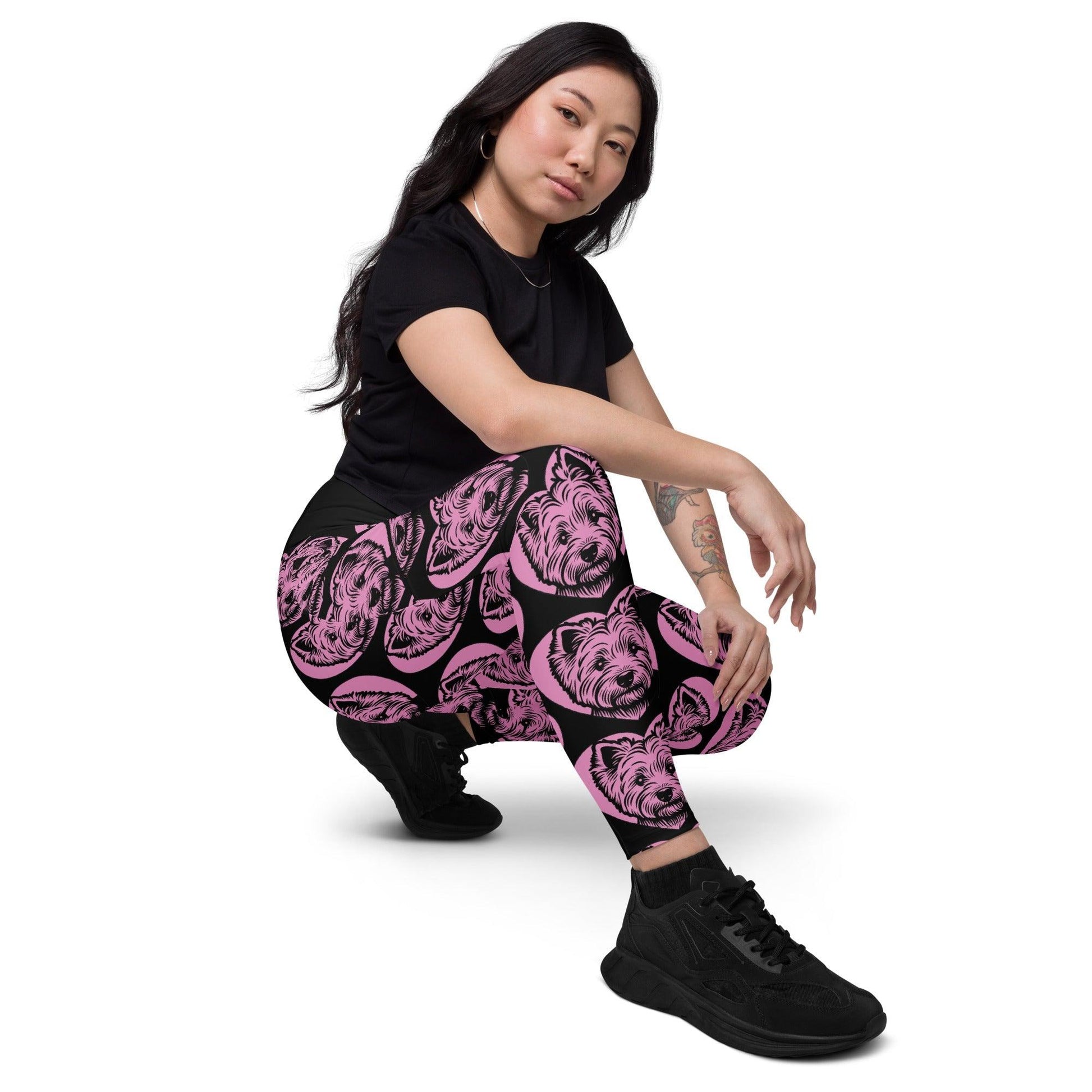 Dog breed leggings with pockets - WEST HIGHLAND WHITE TERRIER - HERTTAHOUND - pink 6XL