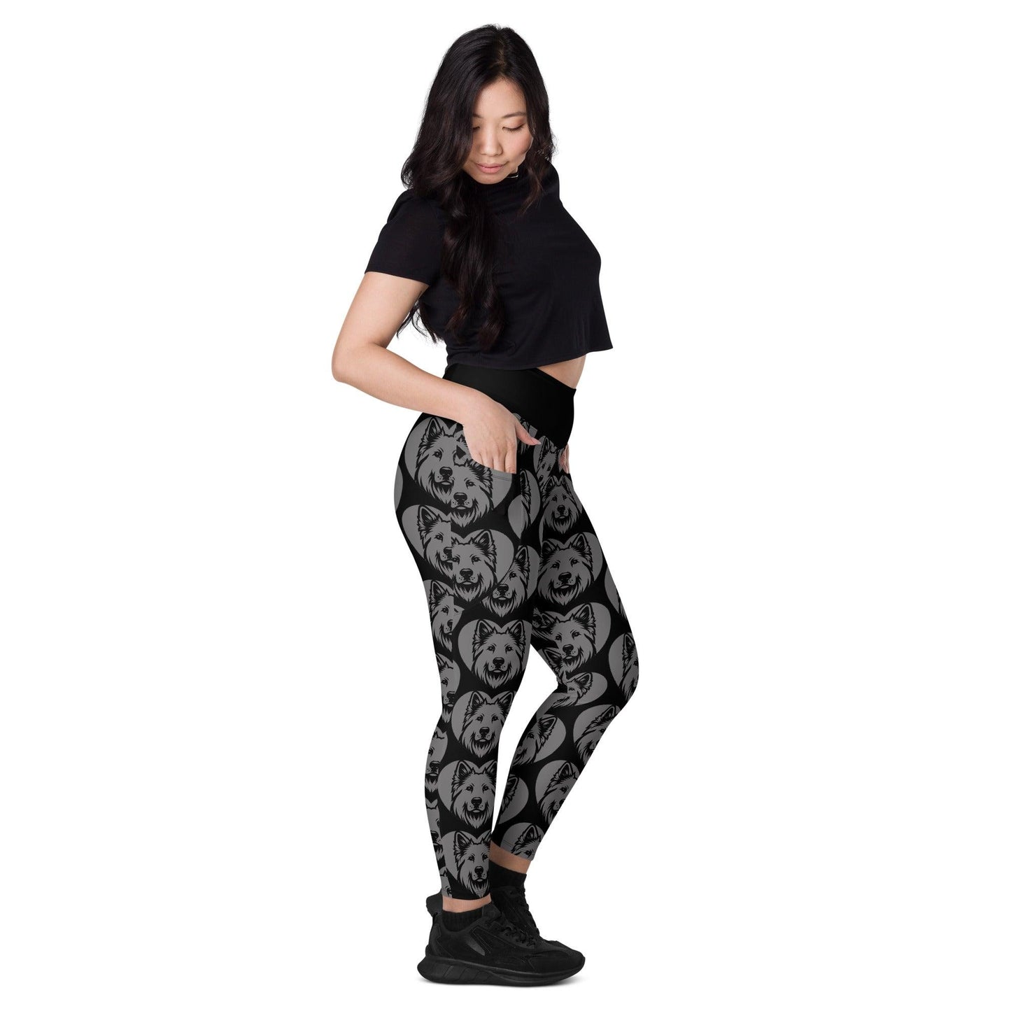 DOG BREED LEGGINGS with pockets - WHITE SHEPHERD - HERTTAHOUND - grey
