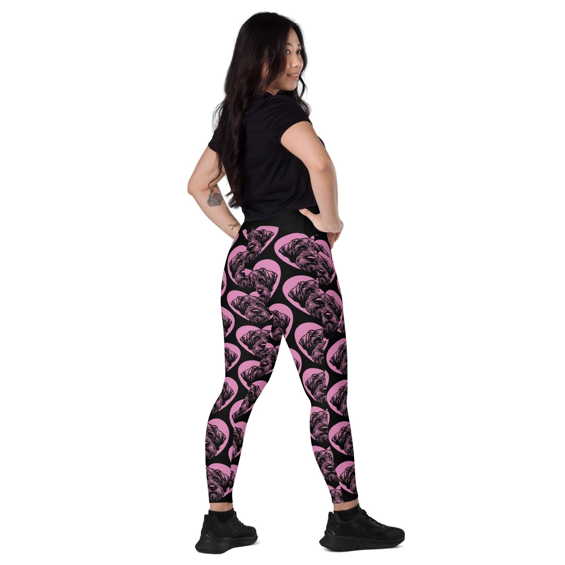 DOG BREED LEGGINGS with pockets - WIREHAIRED POINTING GRIFFON - HERTTAHOUND - pink
