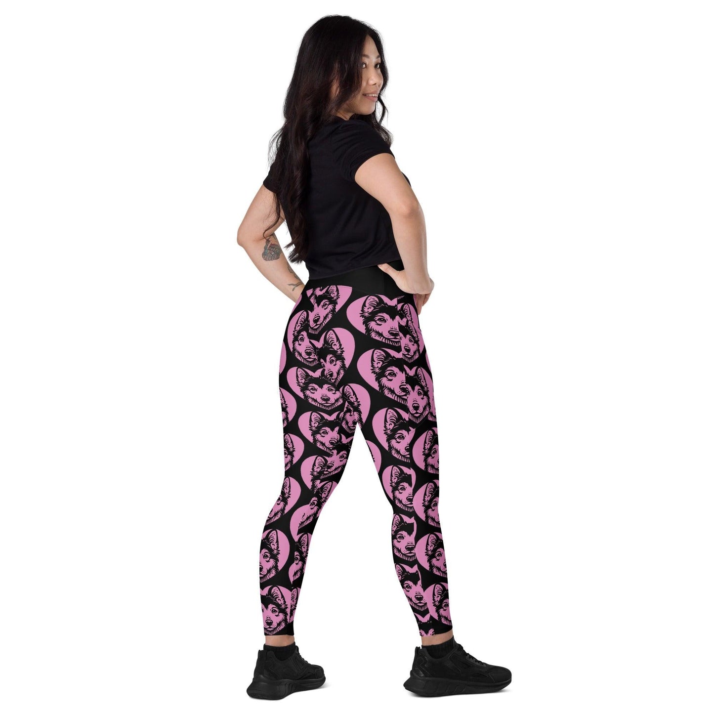 Dog breed leggings with pockets - YAKUTIAN LAIKA - HERTTAHOUND - pink