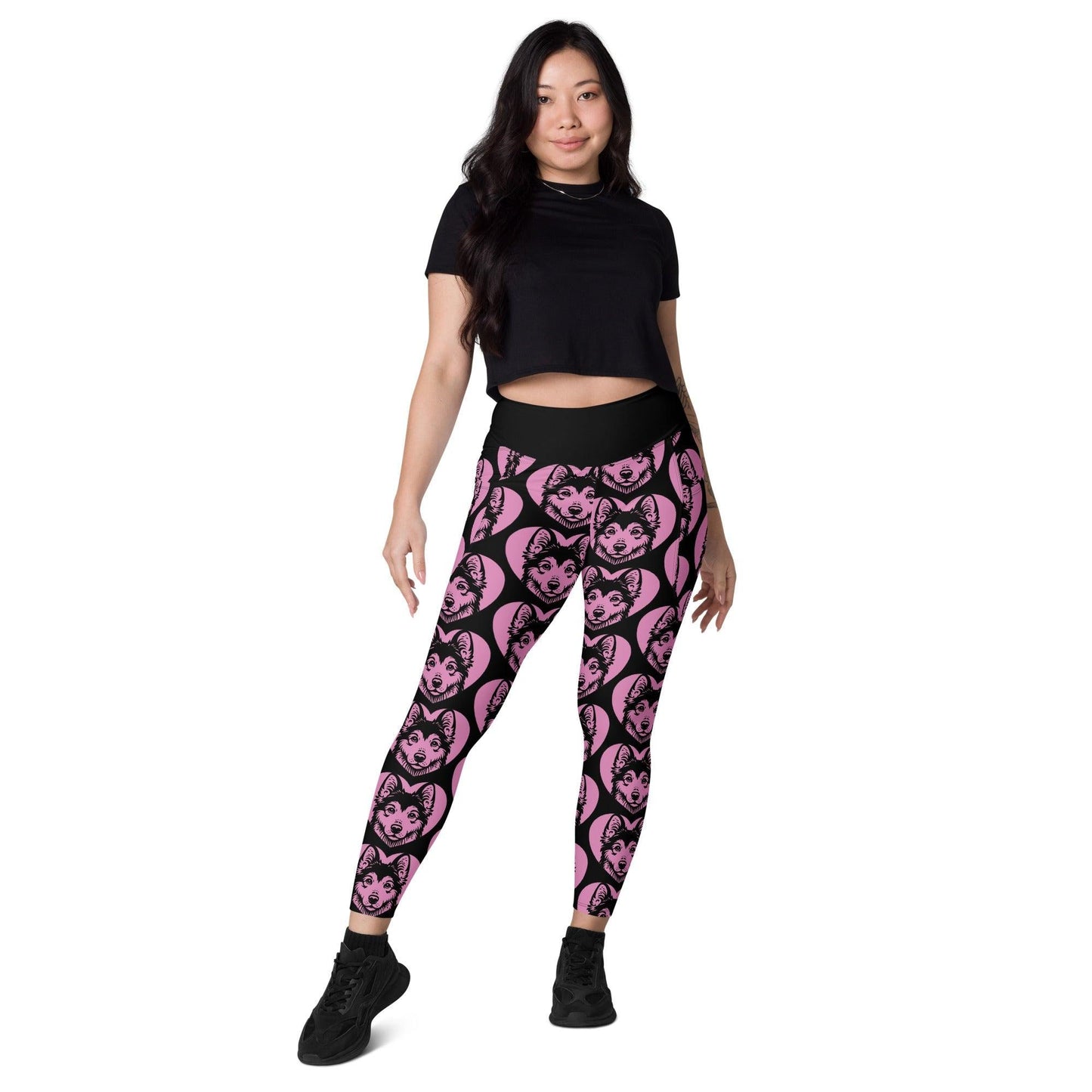 Dog breed leggings with pockets - YAKUTIAN LAIKA - HERTTAHOUND - pink