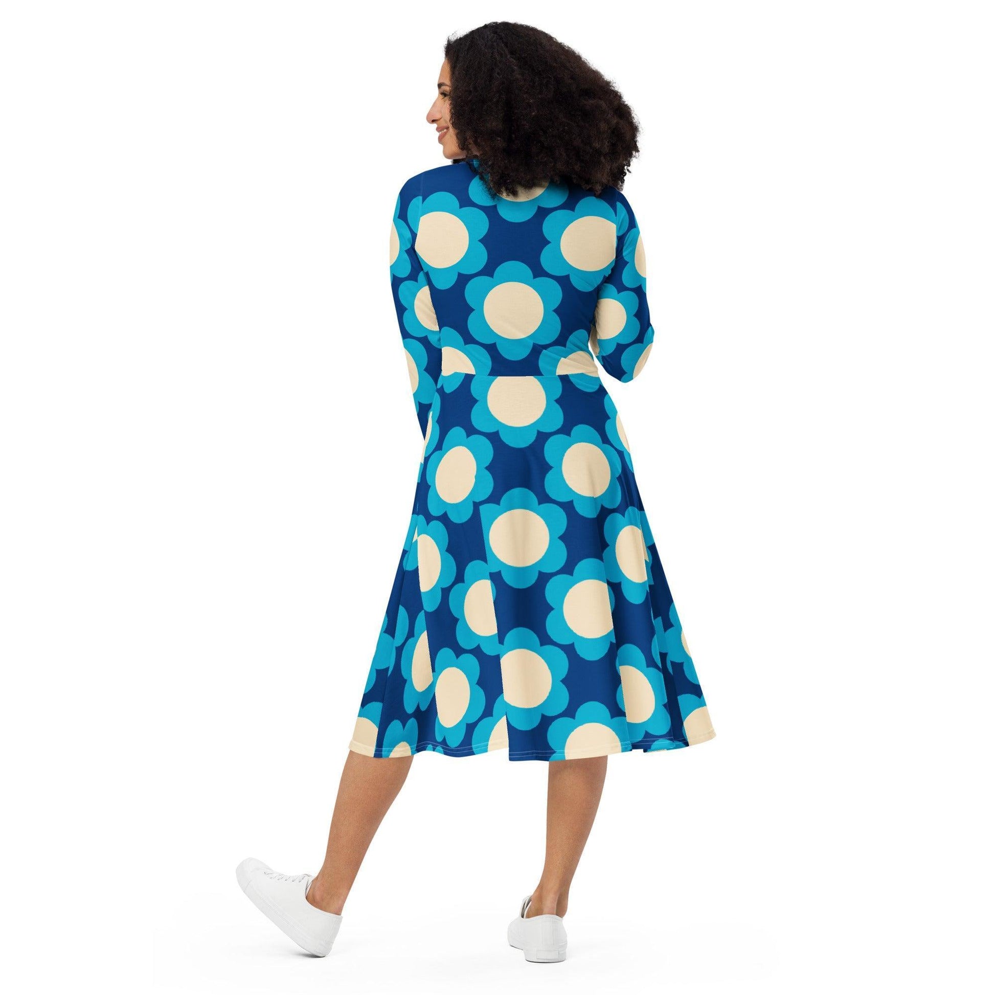 Midi dress - ELLIE blue - Classic floral print