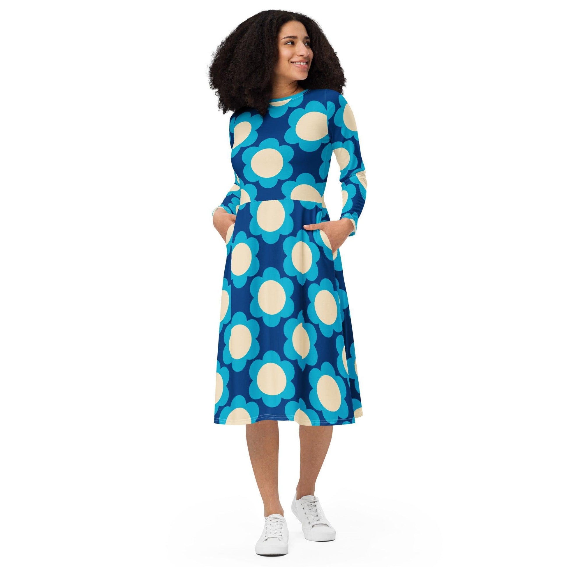 Midi dress - ELLIE blue - Classic floral print