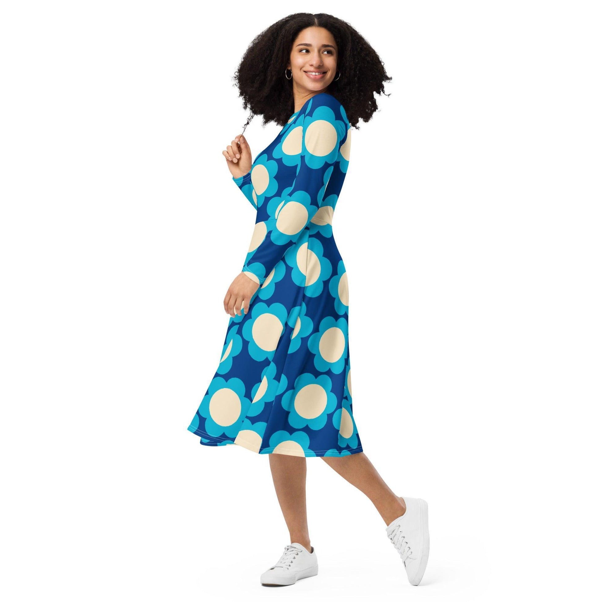 Midi dress - ELLIE blue - Classic floral print 6XL