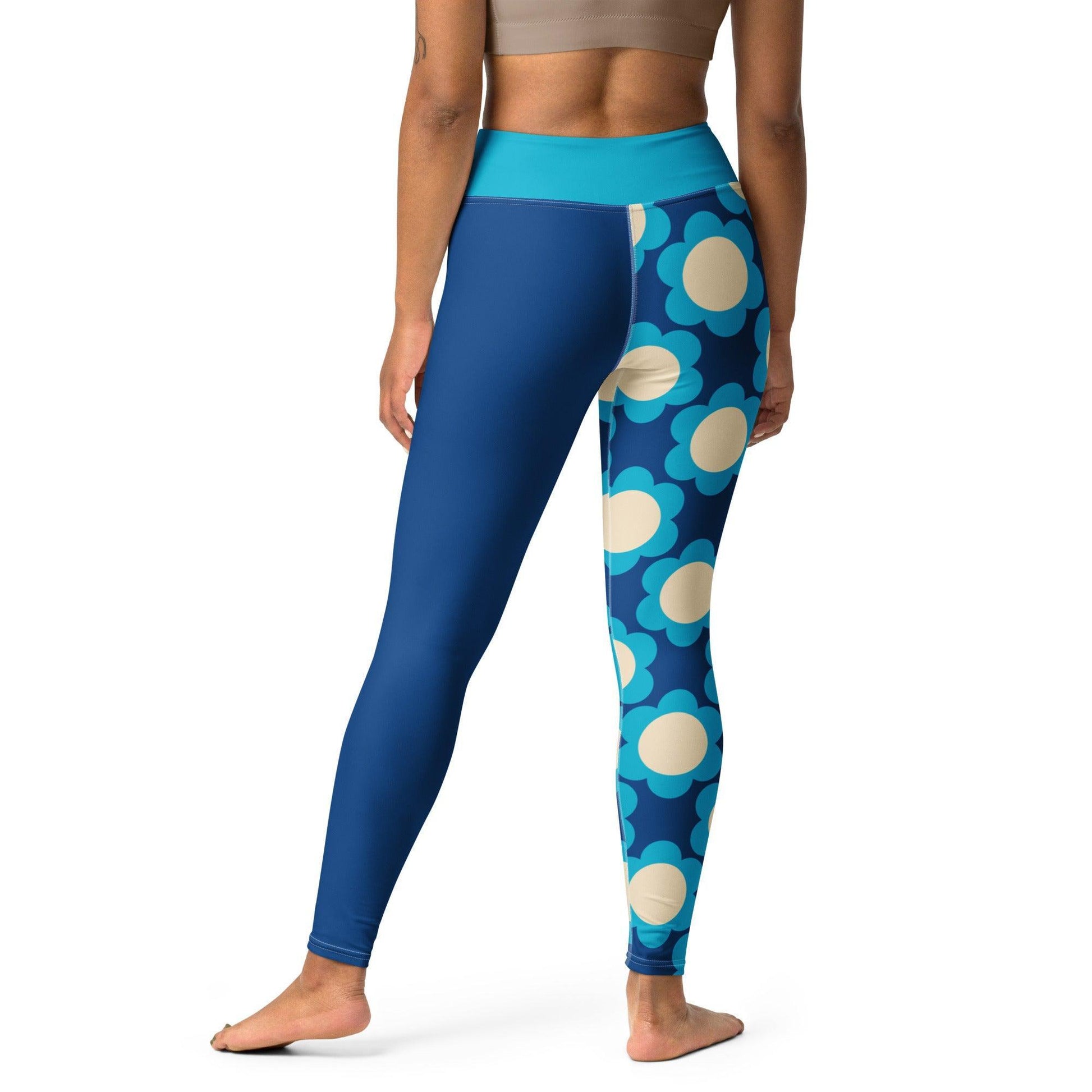 Yoga leggings - ELLIE blue - Classic floral print