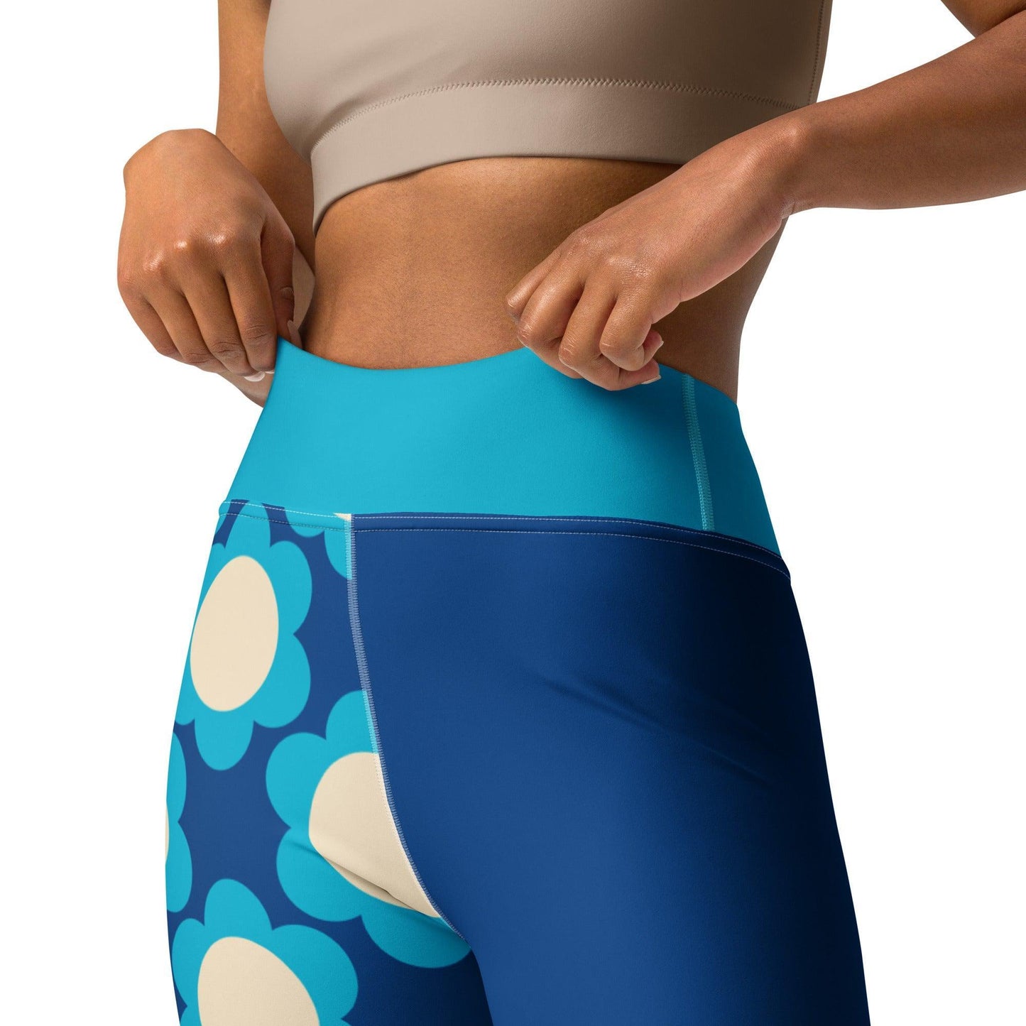 Yoga leggings - ELLIE blue - Classic floral print