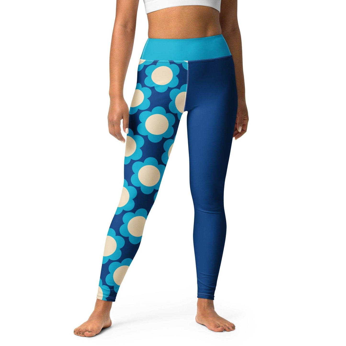 Yoga leggings - ELLIE blue - Classic floral print XL