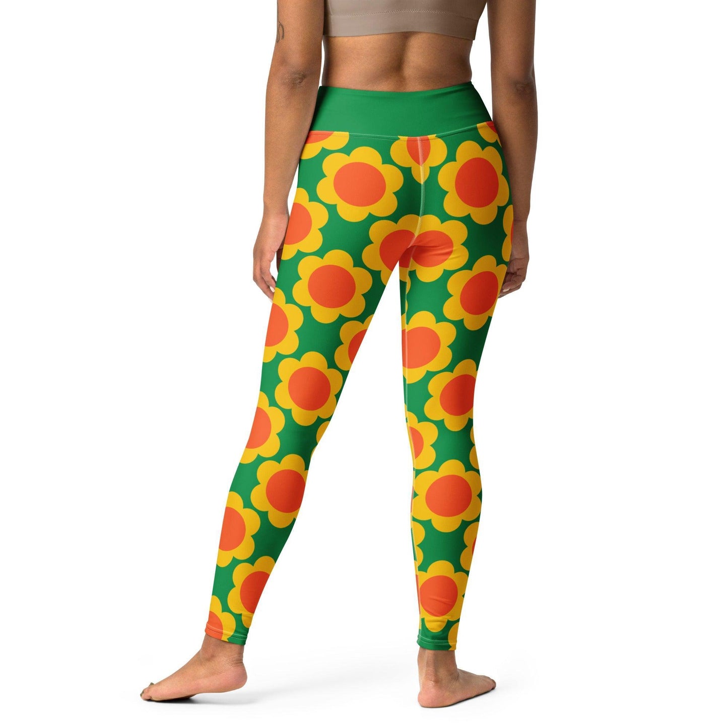 Yoga leggings -2- ELLIE green - Classic floral print