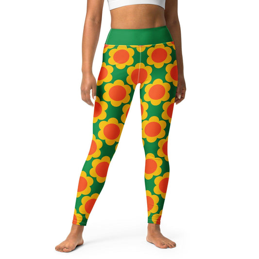 Yoga leggings -2- ELLIE green - Classic floral print XL