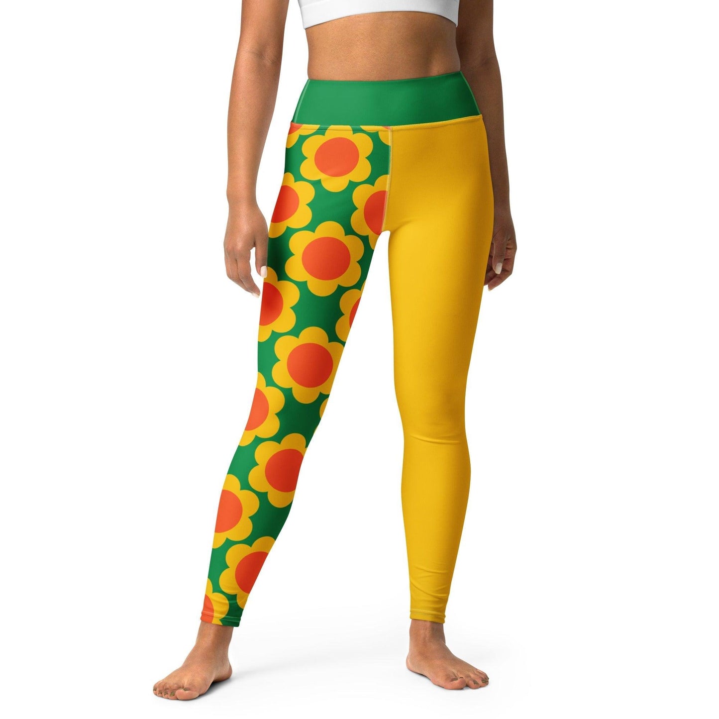 Yoga leggings - ELLIE green - Classic floral print XL