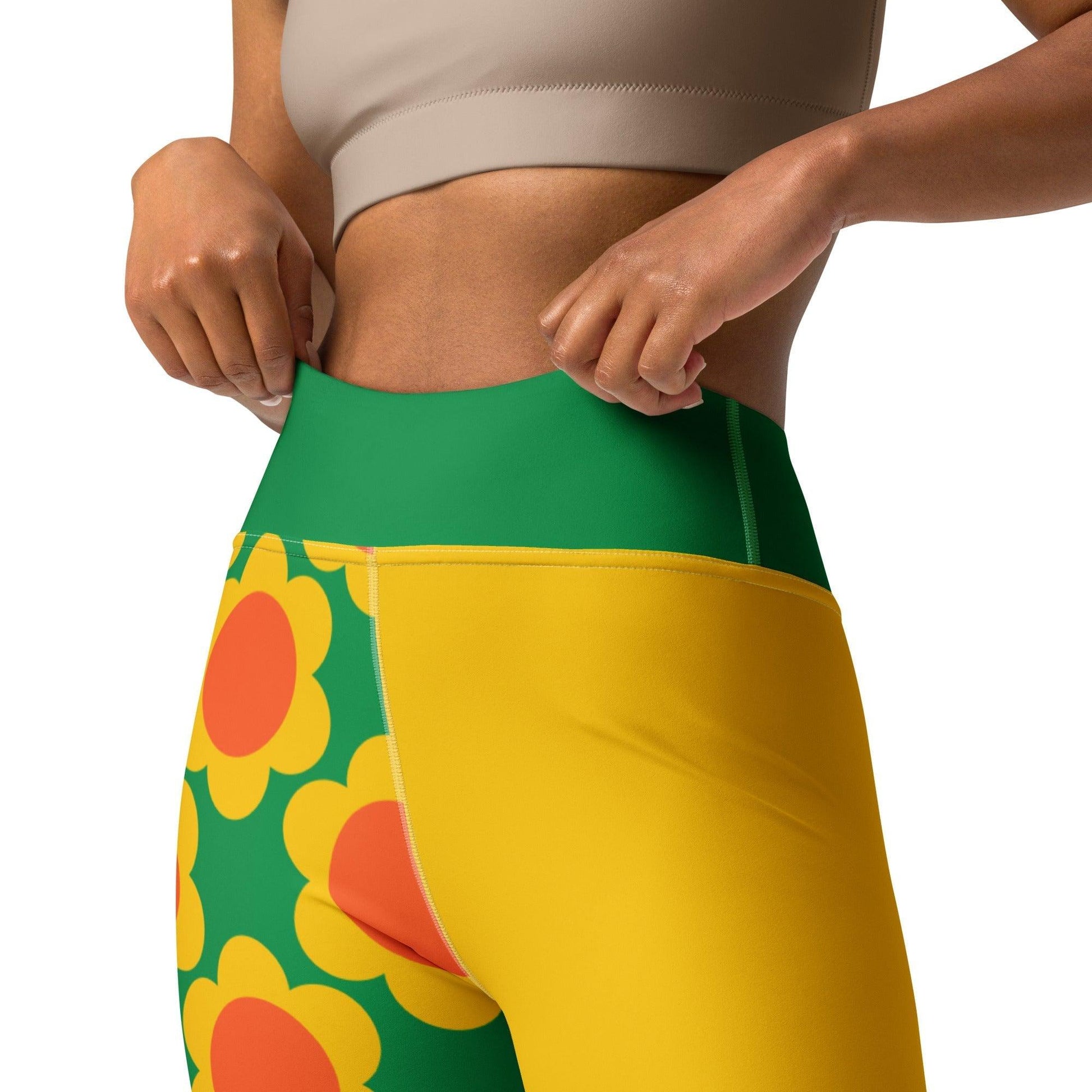 Yoga leggings - ELLIE green - Classic floral print