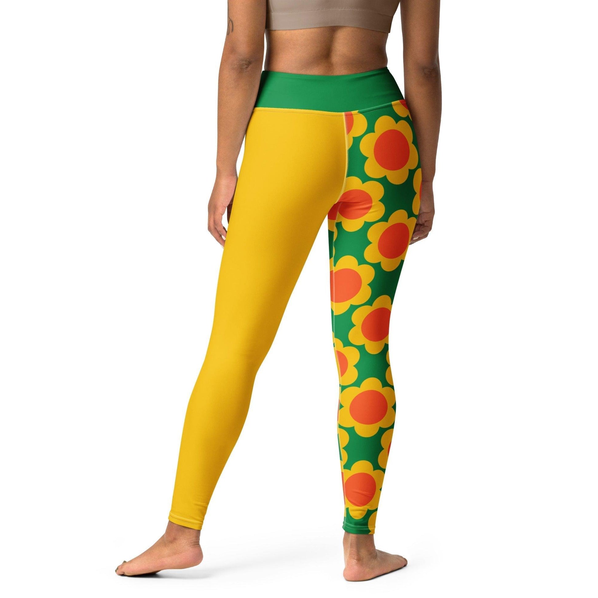 Yoga leggings - ELLIE green - Classic floral print
