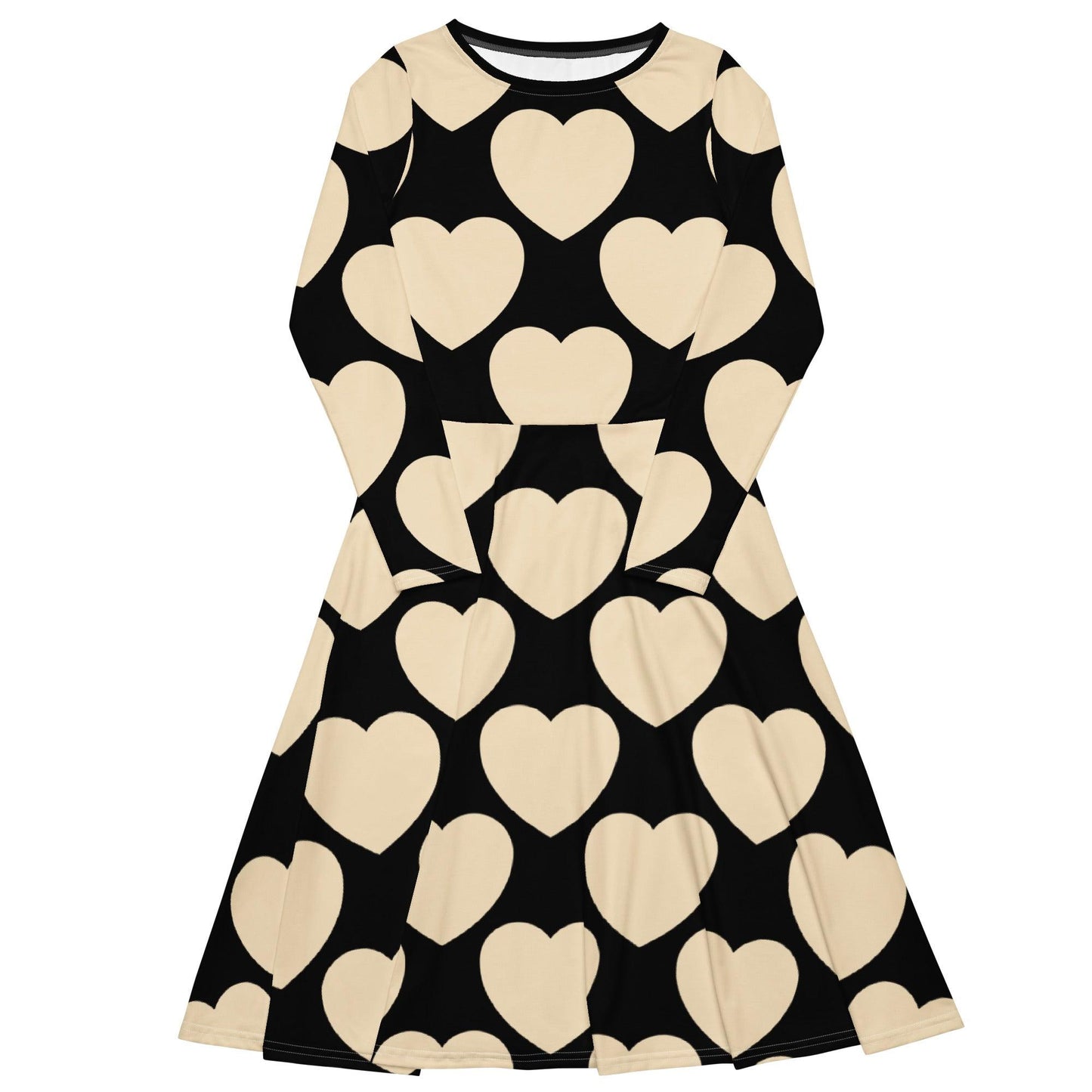 Midi Dress - ELLIE LOVE black - Bold Heart Print