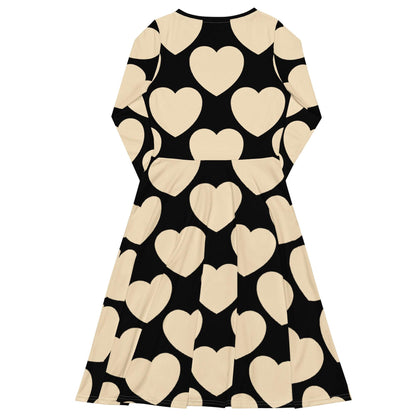 Midi Dress - ELLIE LOVE black - Bold Heart Print