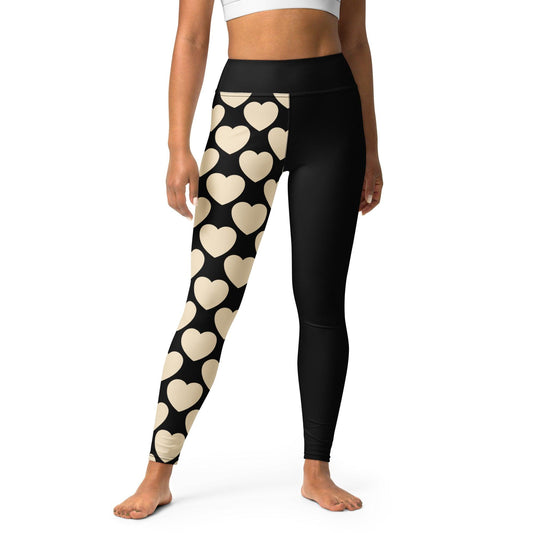 Yoga Leggings - ELLIE LOVE black - Bold Heart Print