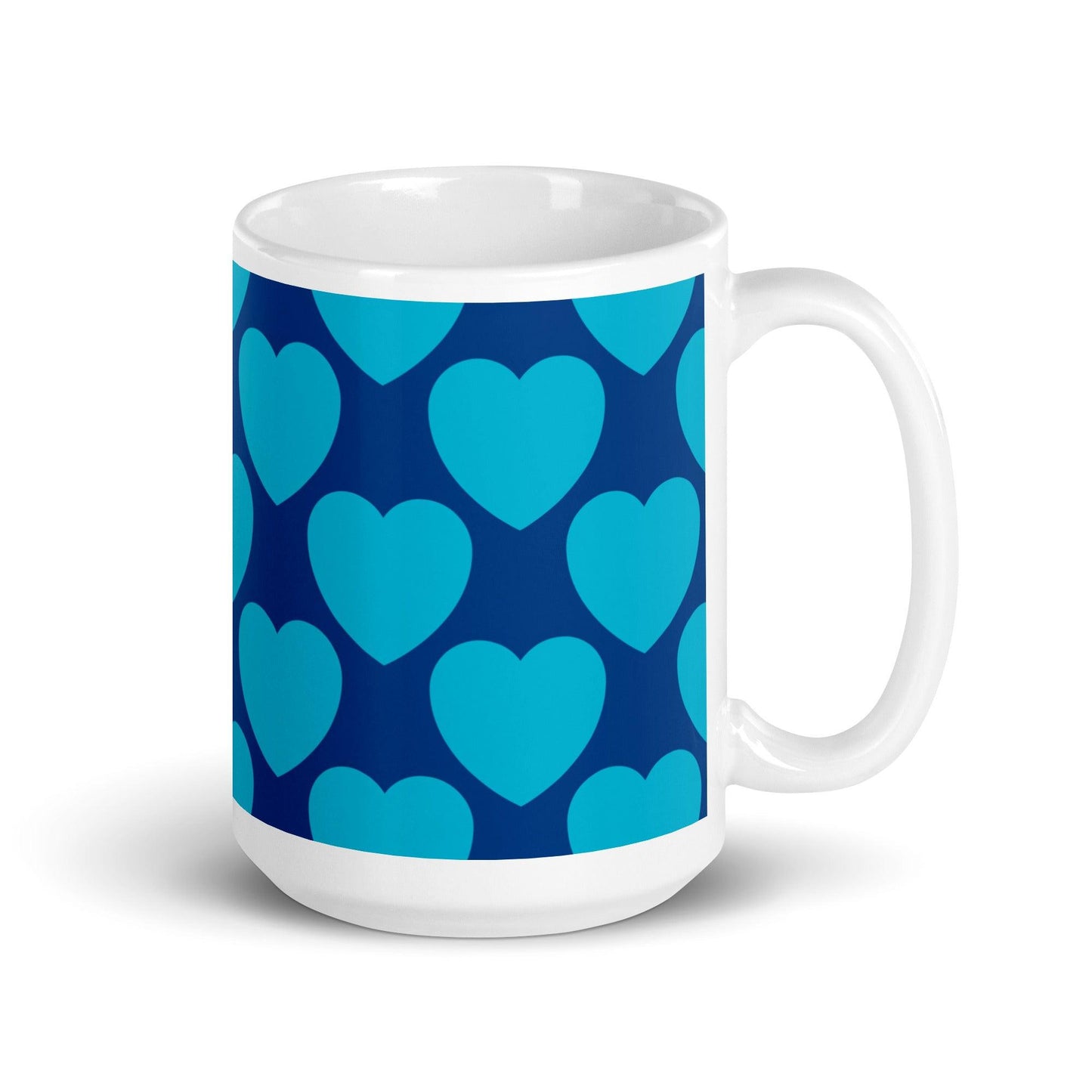 Mug - ELLIE LOVE blue - Bold heart print 15 oz