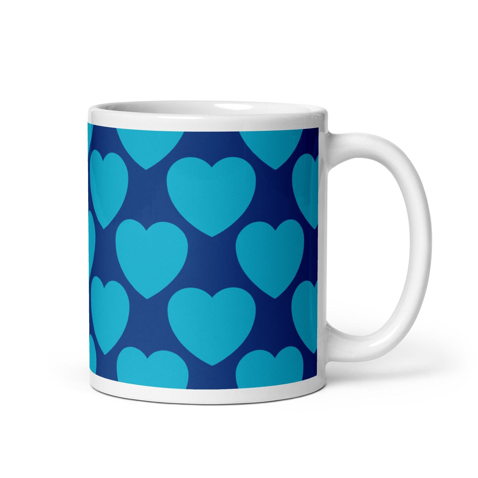 Mug - ELLIE LOVE blue - Bold heart print 11 oz
