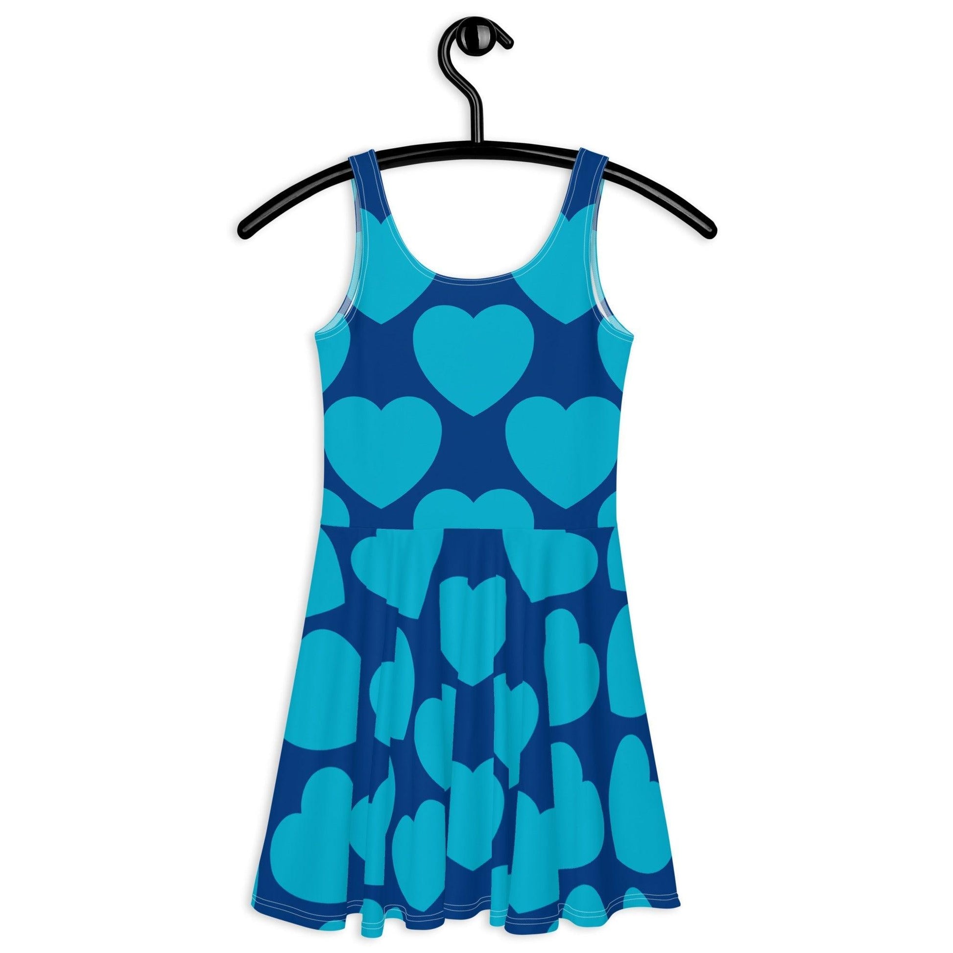 Skater dress - ELLIE LOVE blue - Bold heart print