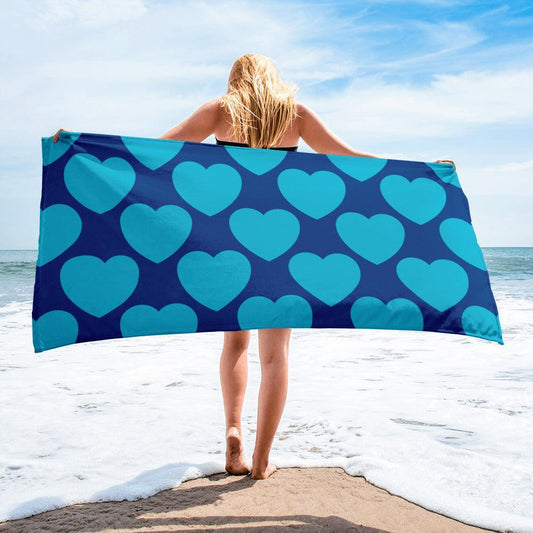 Towel - ELLIE LOVE blue - Bold Heart Print