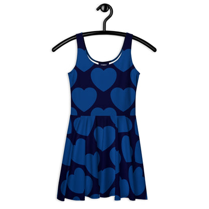 Skater Dress - ELLIE LOVE dark blue - Bold Heart Print