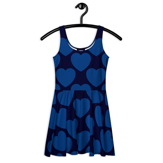 Skater Dress - ELLIE LOVE dark blue - Bold Heart Print