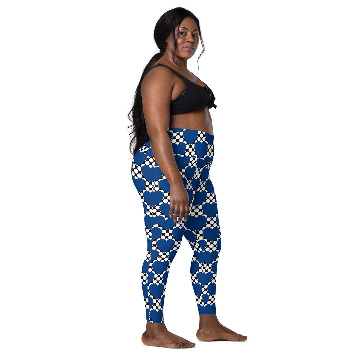 Leggings With Pockets - ELLIE LOVE DOT blue black - Bold Heart Print