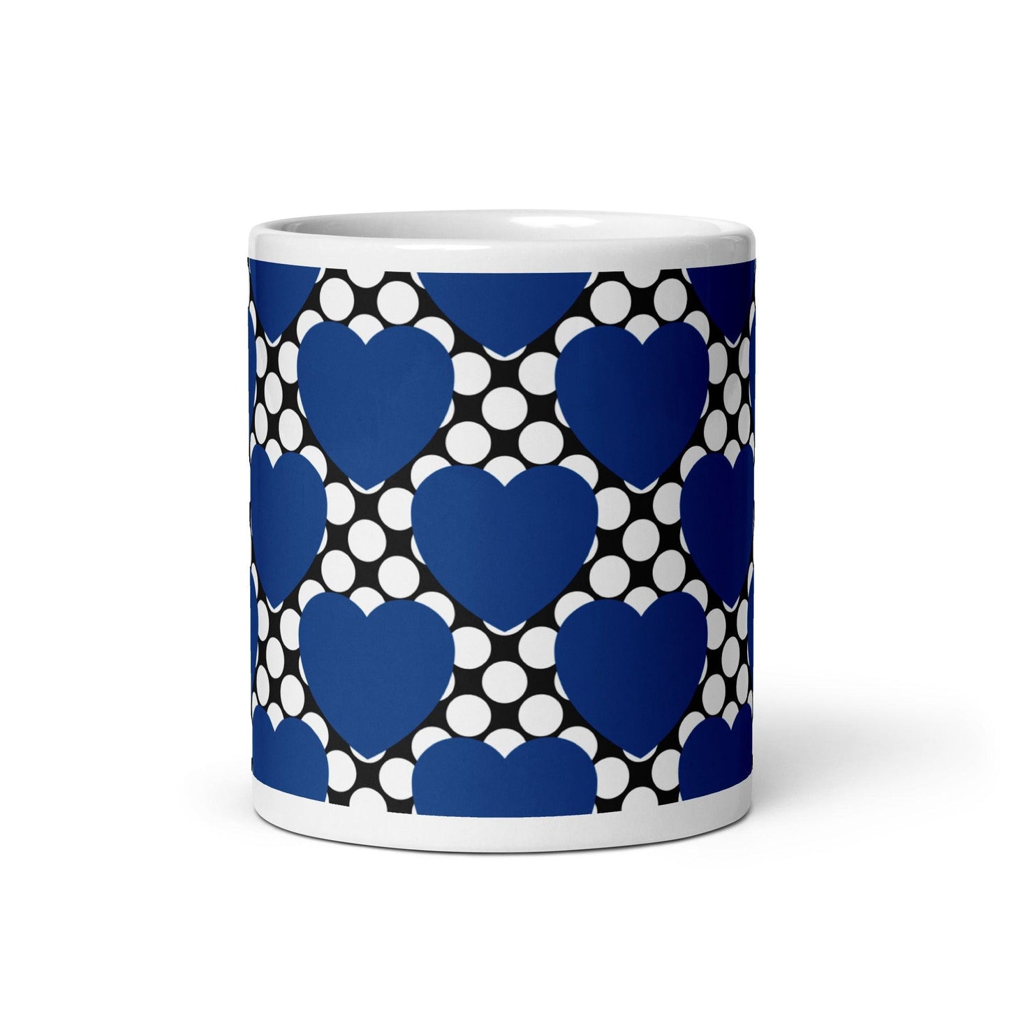 Mug - ELLIE LOVE DOT blue black - Bold heart print