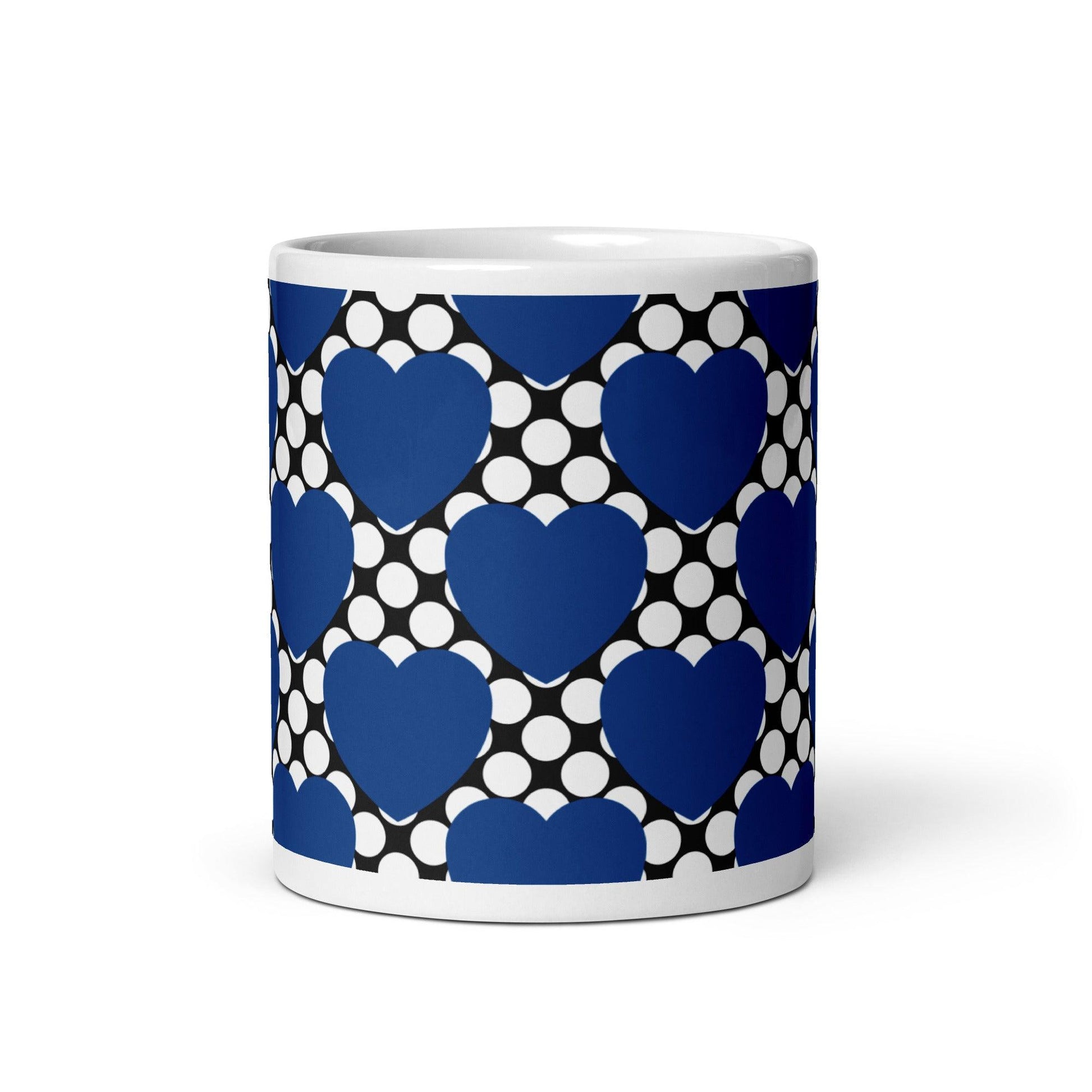 Mug - ELLIE LOVE DOT blue black - Bold heart print